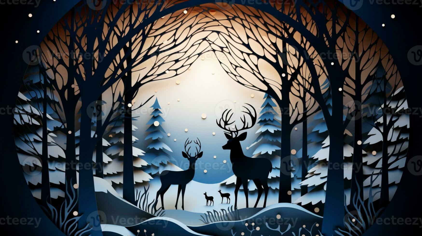 Nature background paper cut and craft style, romantic scenery , copy space, used for greeting card, AI Generative photo