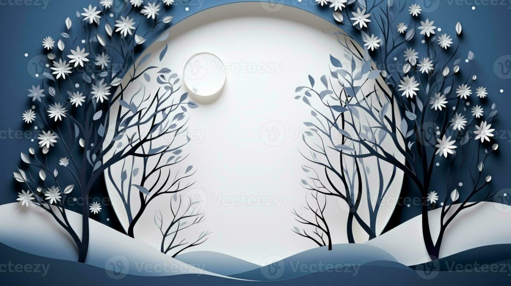 Nature background paper cut and craft style, romantic scenery , copy space, used for greeting card, AI Generative photo