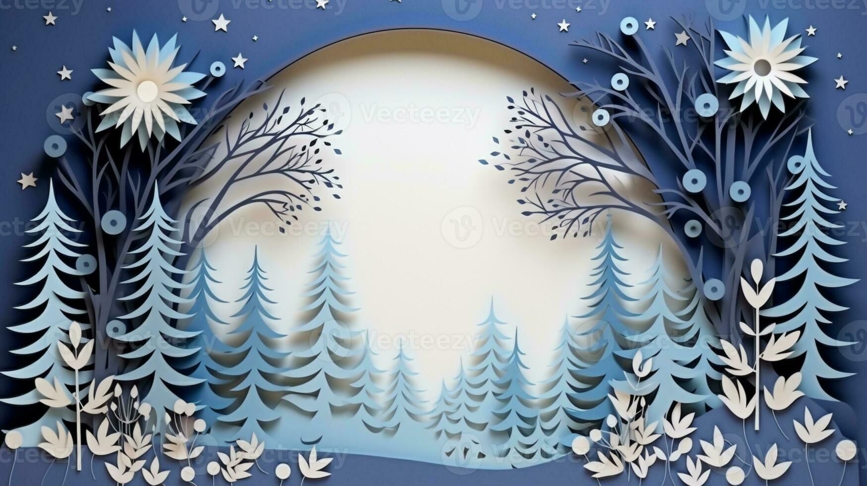 Nature background paper cut and craft style, romantic scenery , copy space, used for greeting card, AI Generative photo