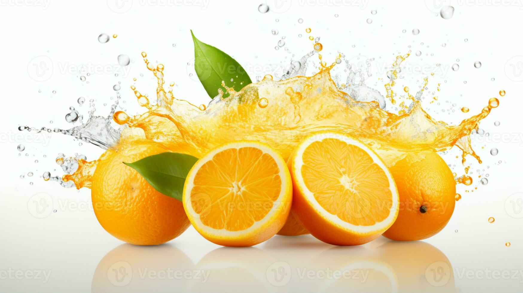 Fresh juicy orange fruit with water splash isolated on background, healthy fruit, AI Generative photo