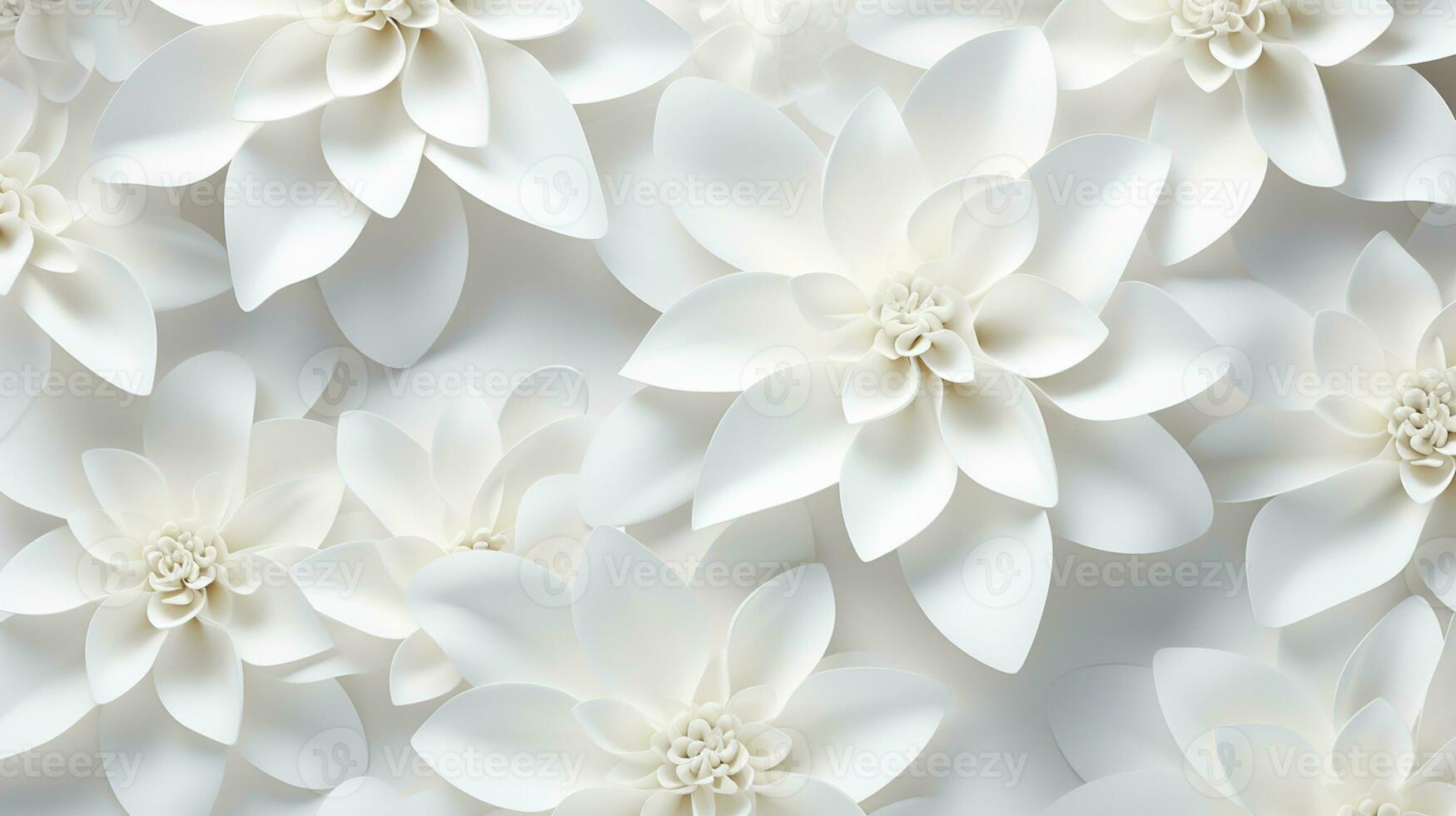 white paper flowers background, wedding decoration, bridal bouquet, greeting card template, copy space, AI Generative photo