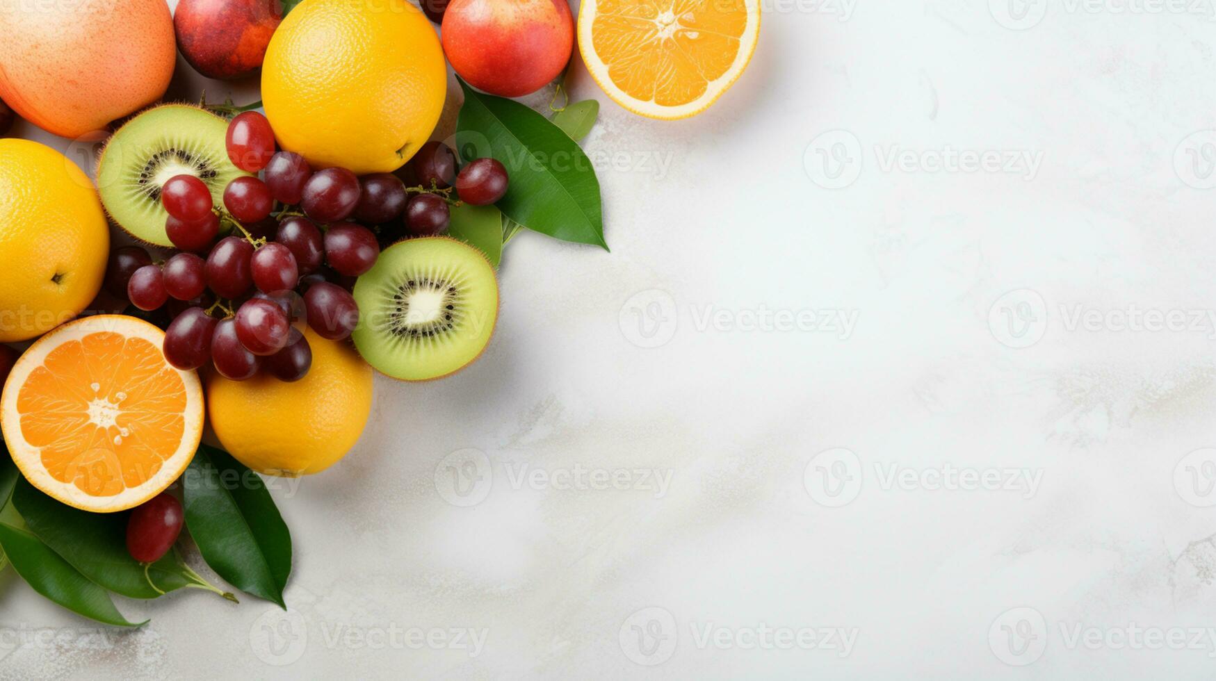 Fresco orgánico frutas póngase en fila aislado en fondo, Copiar espacio, ai generativo foto