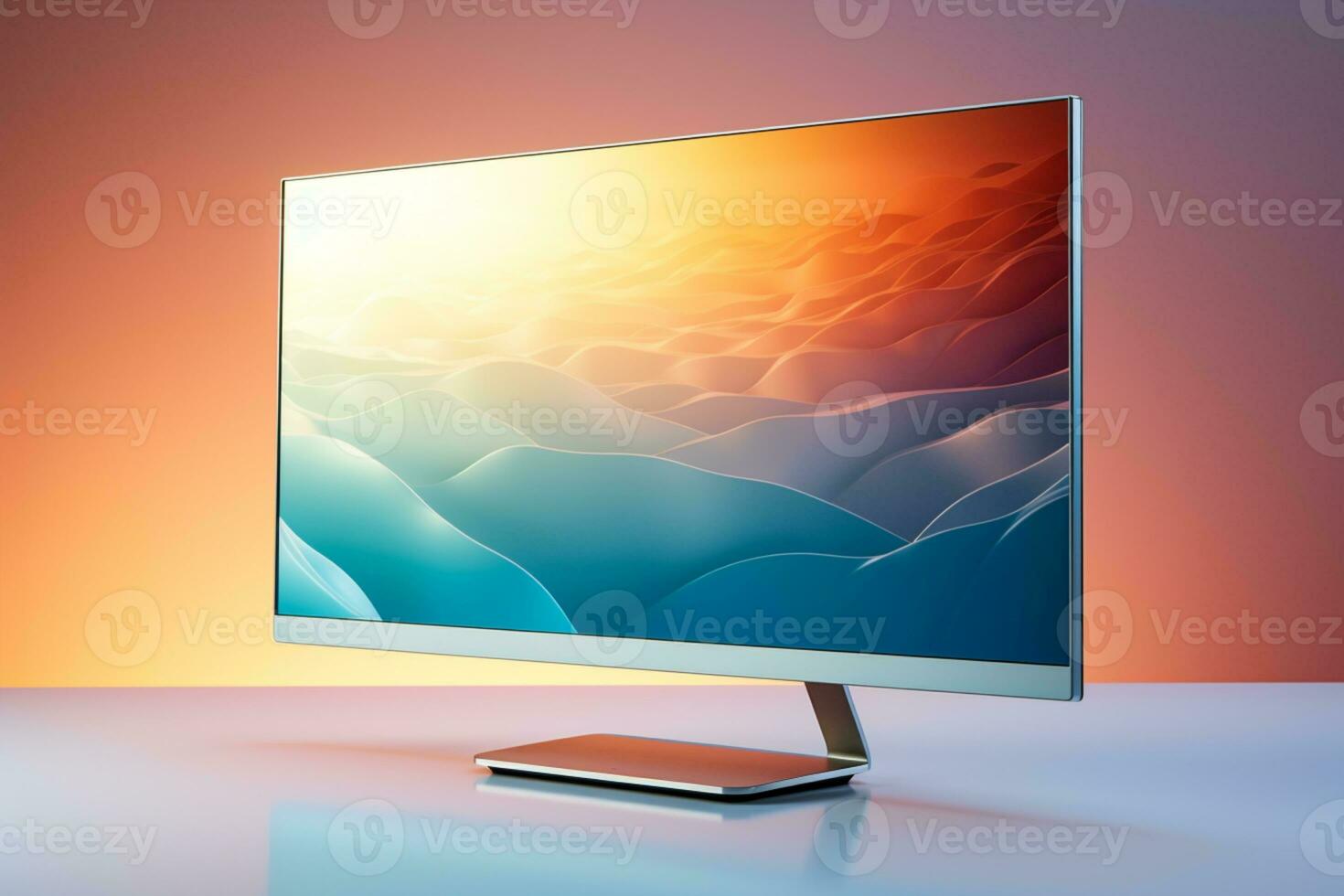 3d illustration of Desktop Computer-Colorful Monitor Screen, product design, AI Generative photo