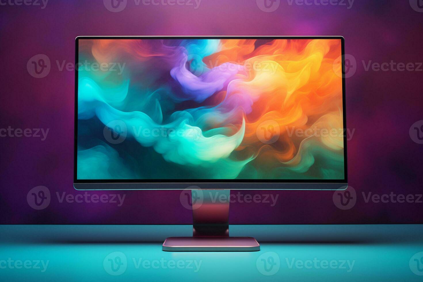 3d illustration of Desktop Computer-Colorful Monitor Screen, product design, AI Generative photo