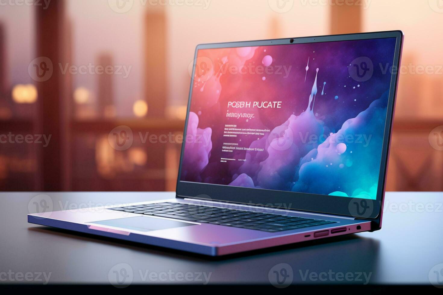 3d illustration of notebook Computer-Colorful Monitor Screen, product design, AI Generative photo