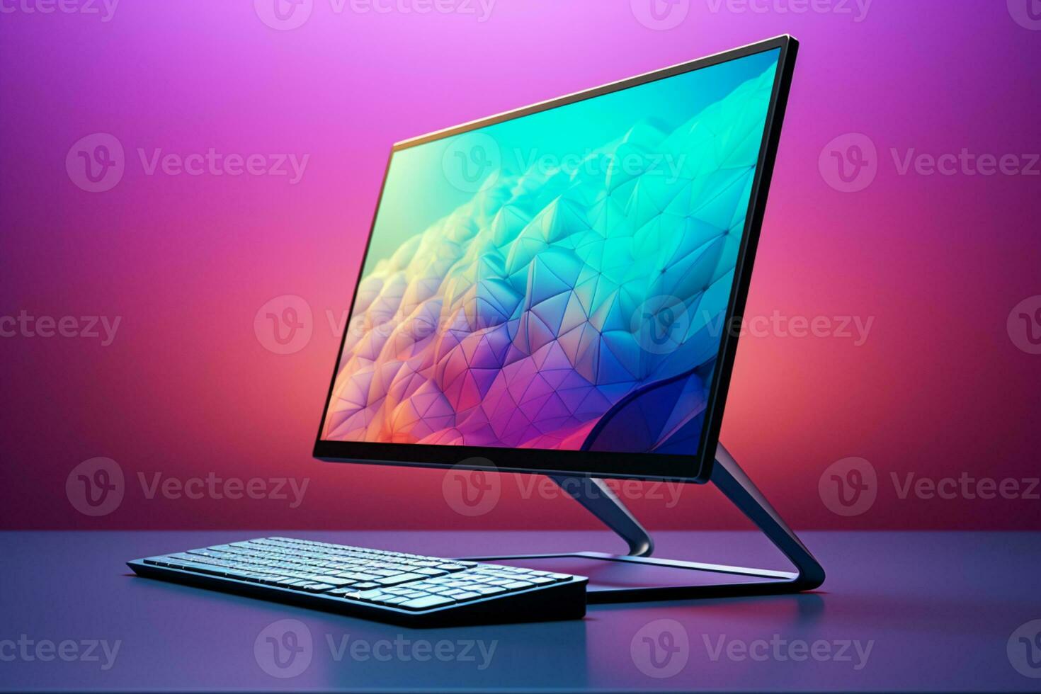 3d illustration of Desktop Computer-Colorful Monitor Screen, product design, AI Generative photo