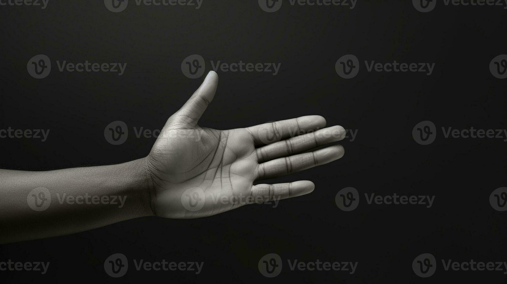 Hand gesture isolated on black background, AI Generative photo