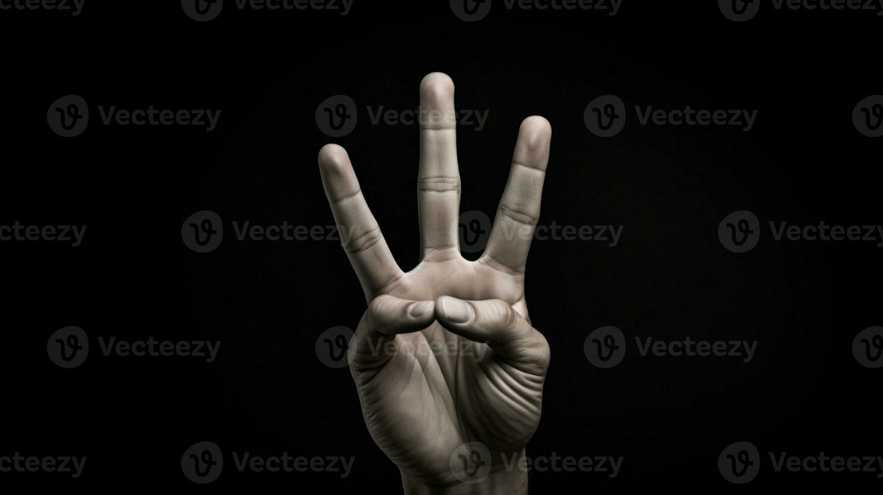 Hand gesture isolated on black background, AI Generative photo