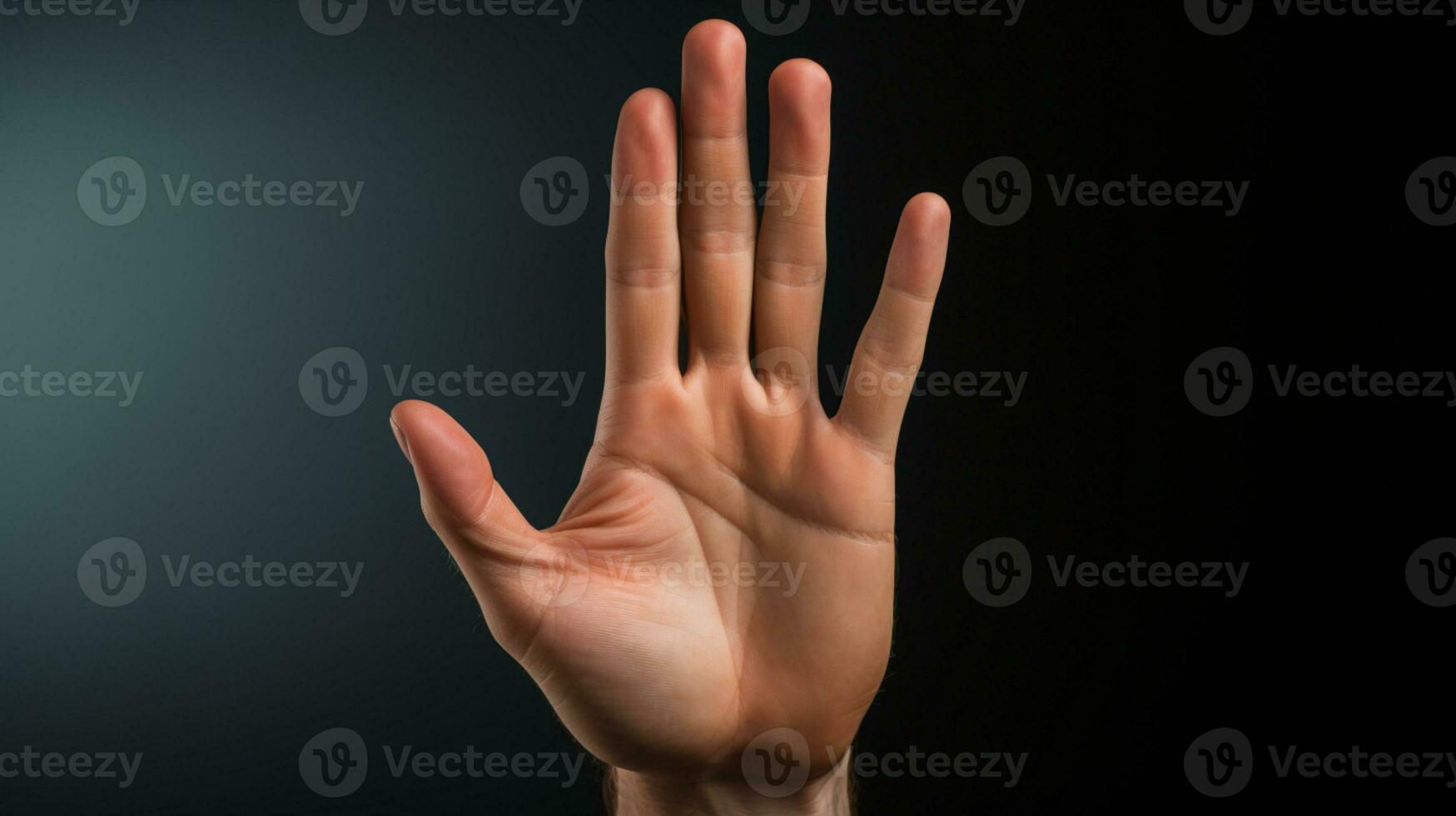 Hand gesture isolated on black background, AI Generative photo