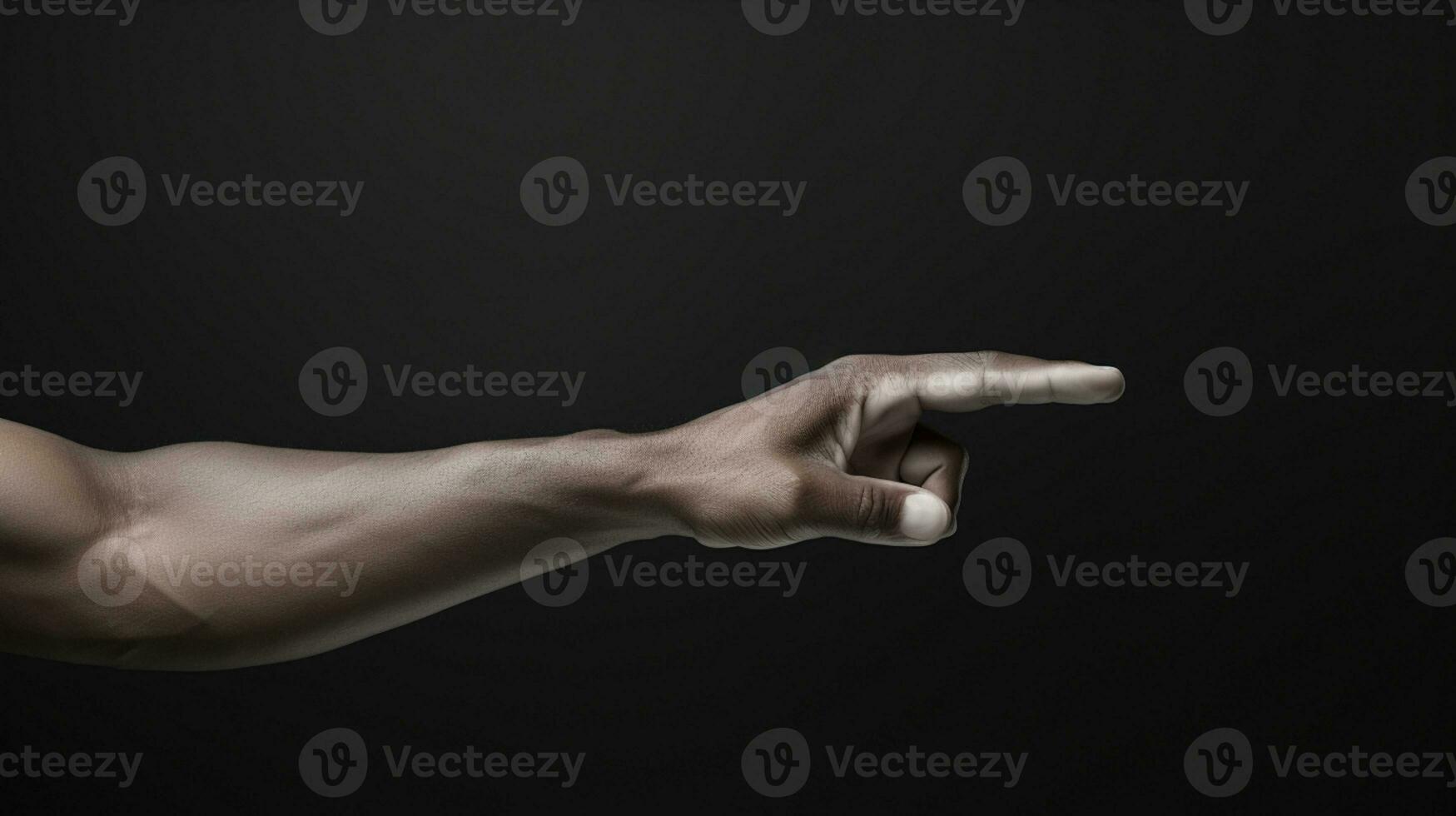 Hand gesture isolated on black background, AI Generative photo