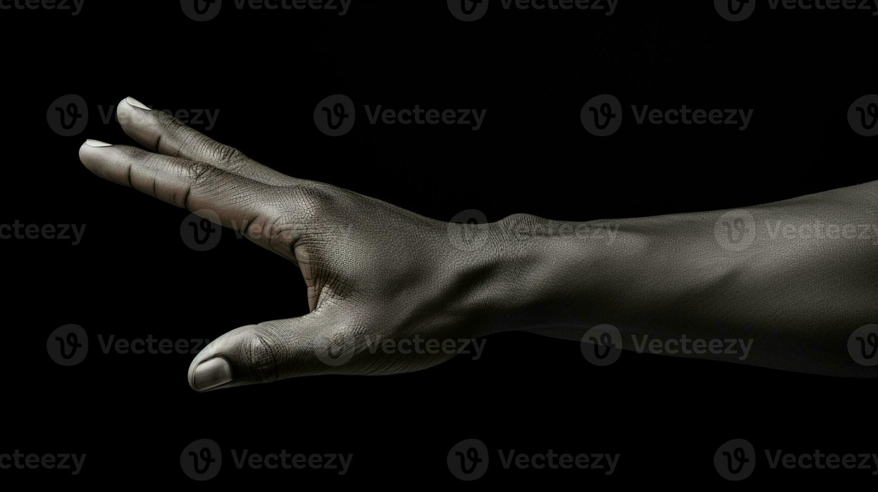 Hand gesture isolated on black background, AI Generative photo