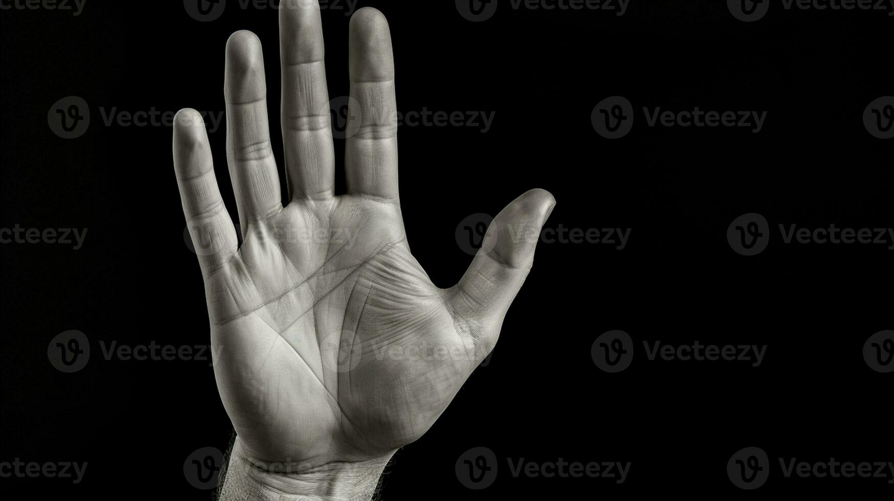 Hand gesture isolated on black background, AI Generative photo