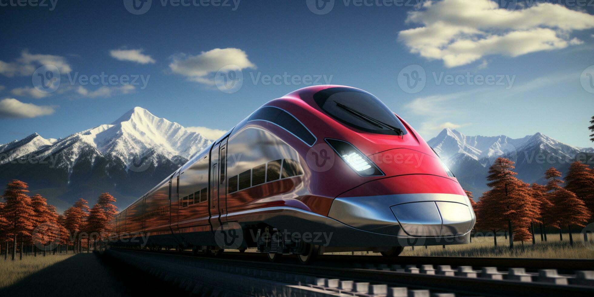 High-speed rail train travel, Fast modern transportation, Futuristic technology concept, AI Generative photo