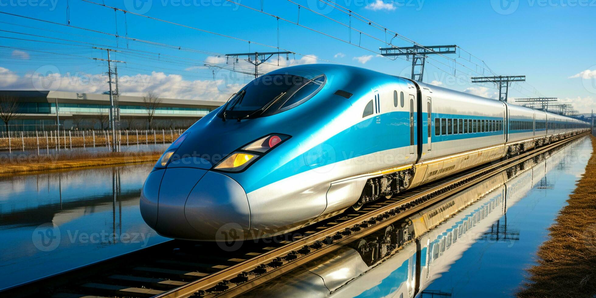 High-speed rail train travel, Fast modern transportation, Futuristic technology concept, AI Generative photo