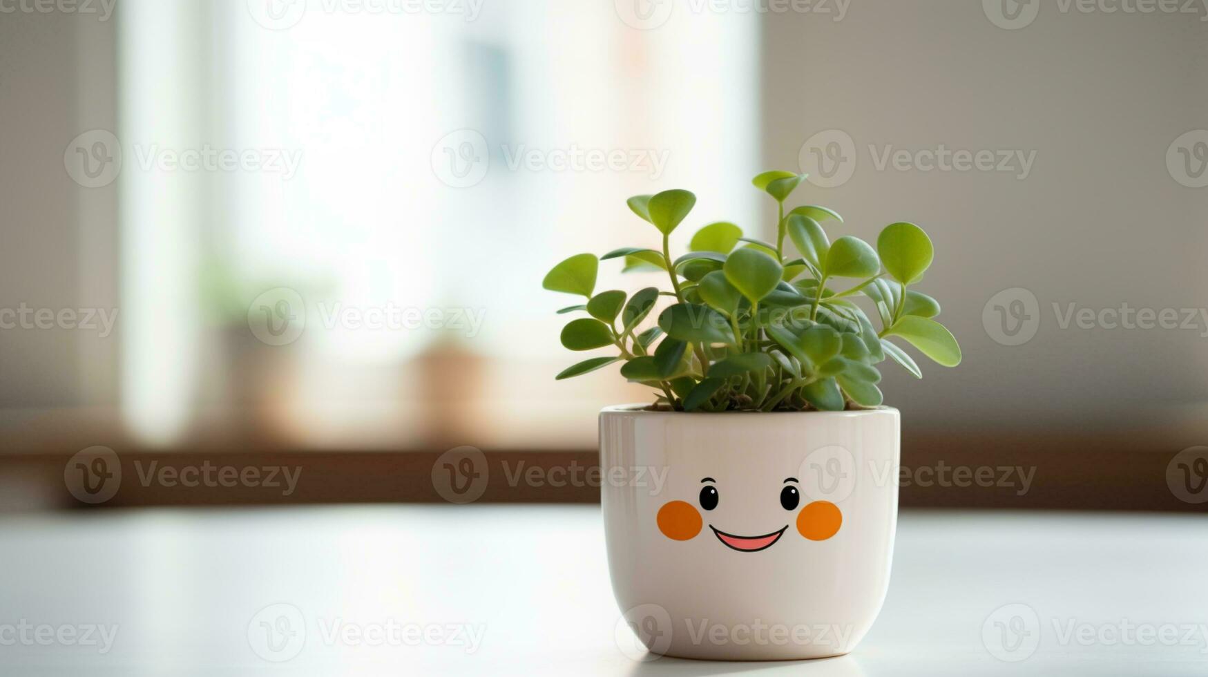 Indoor Small plant in pot on background, copy space, AI Generative photo