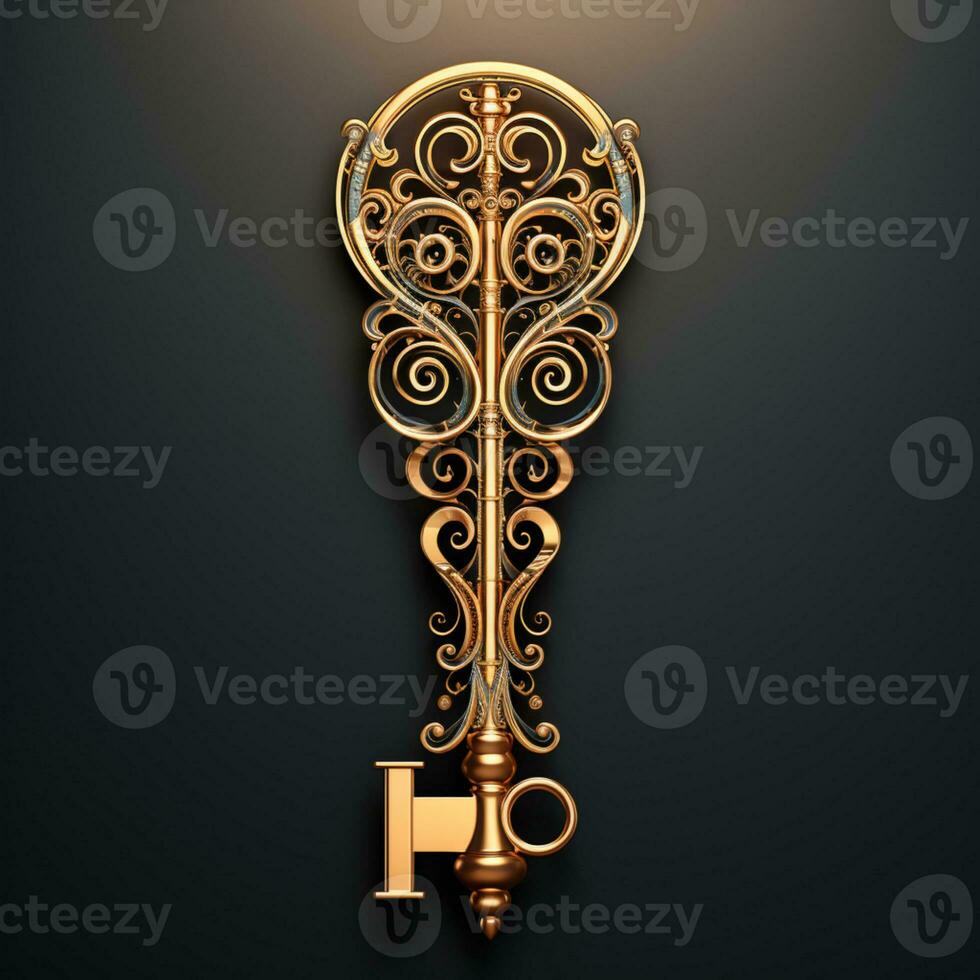 Magic key fantasy concept, close up shot, AI Generative photo