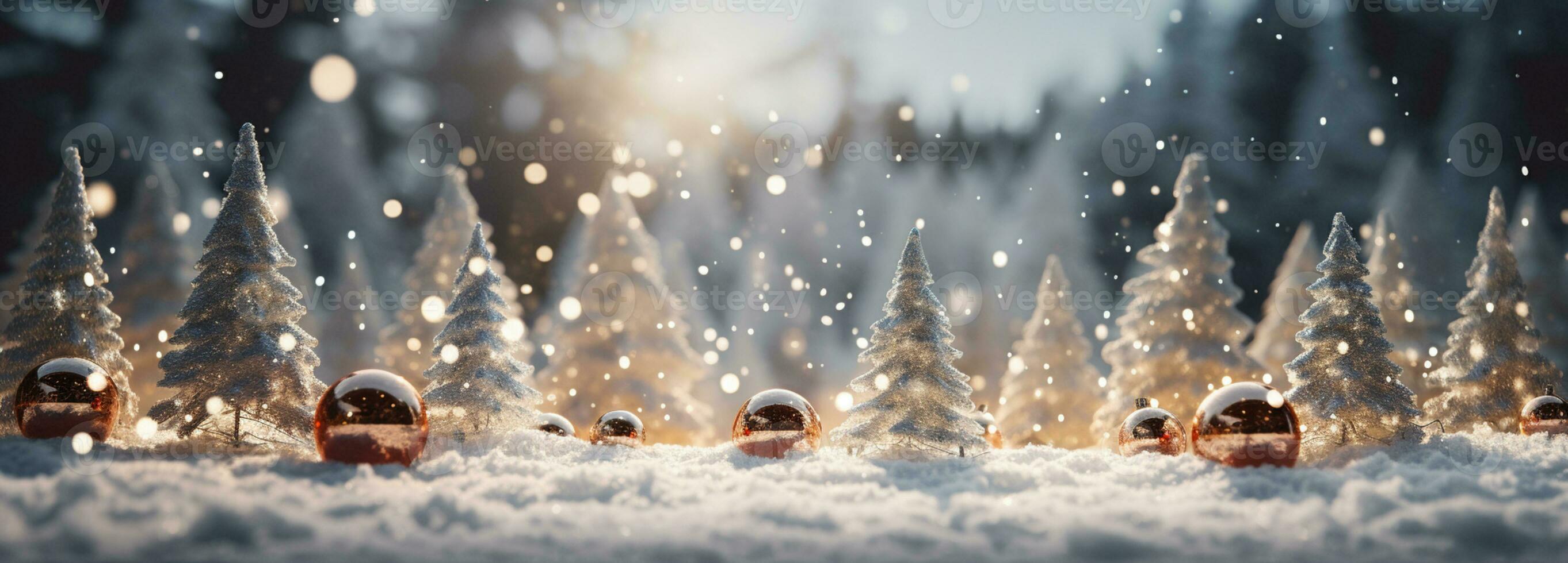 Winter scenery, Merry Christmas background, copy space, greeting card, AI Generative photo