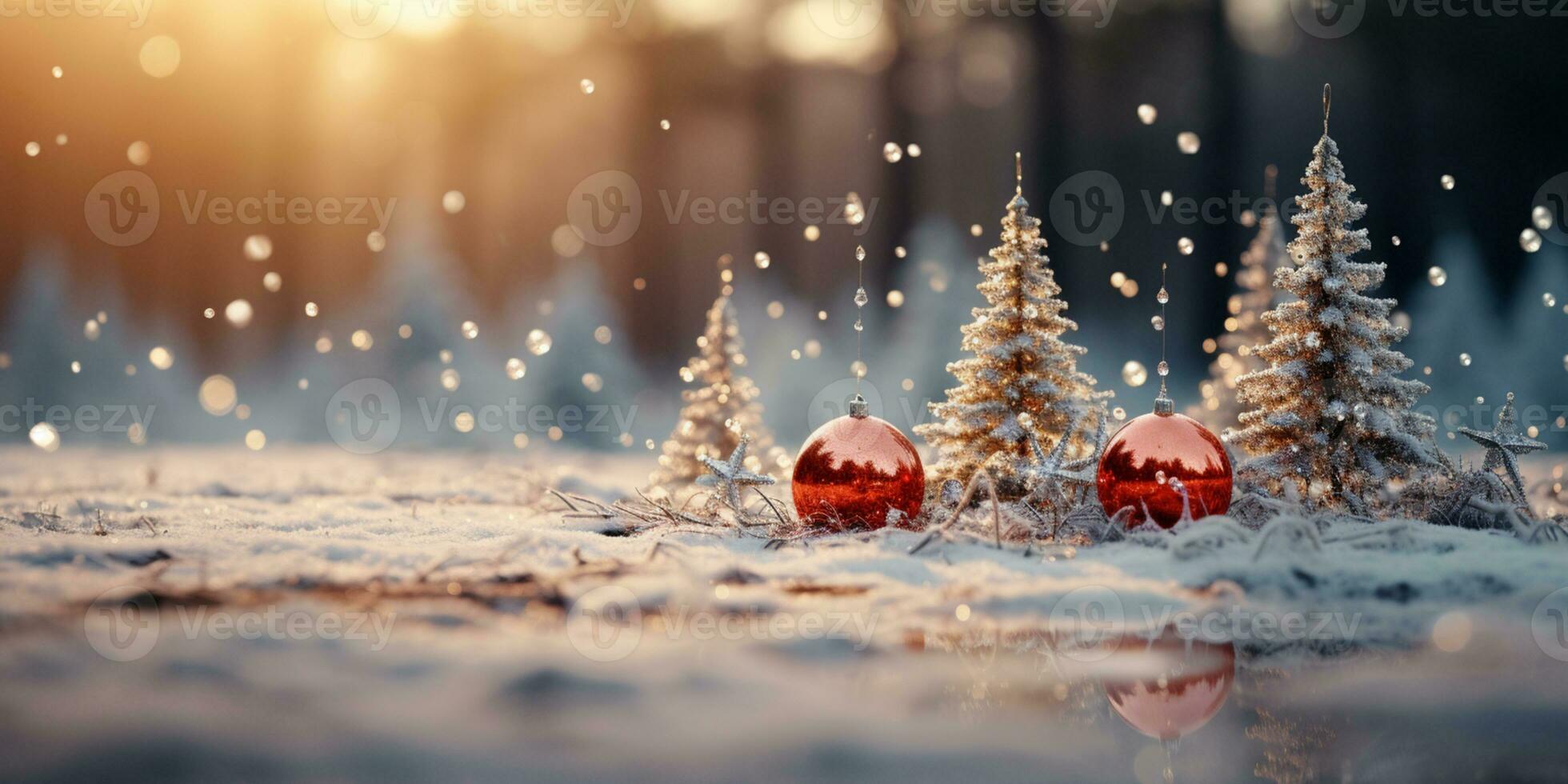 Winter scenery, Merry Christmas background, copy space, greeting card, AI Generative photo