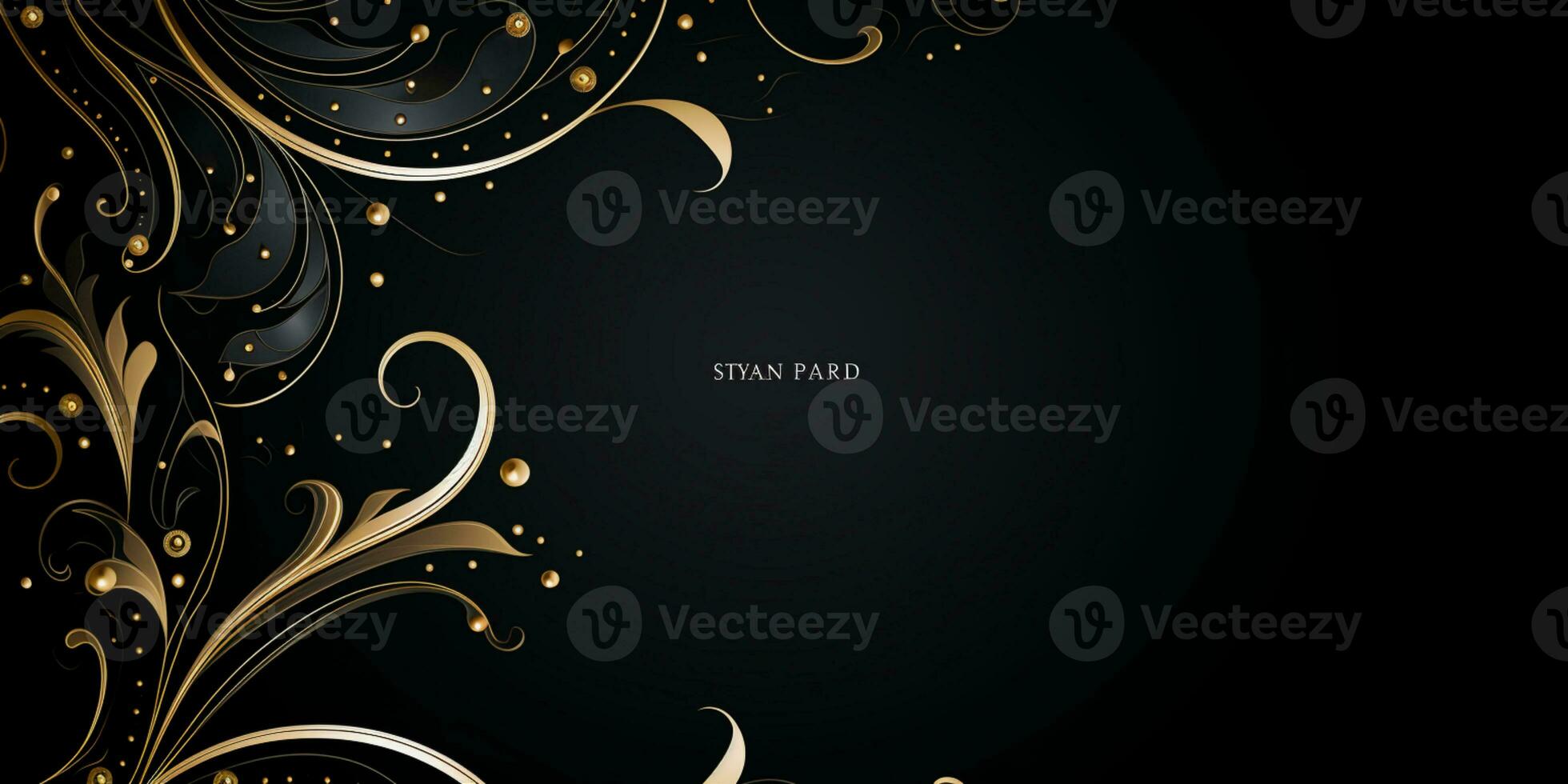 Abstract Shiny Luxury Frame, Black and Gold Color, Premium design, Party, invitation card, copy space for text, word, AI Generative photo