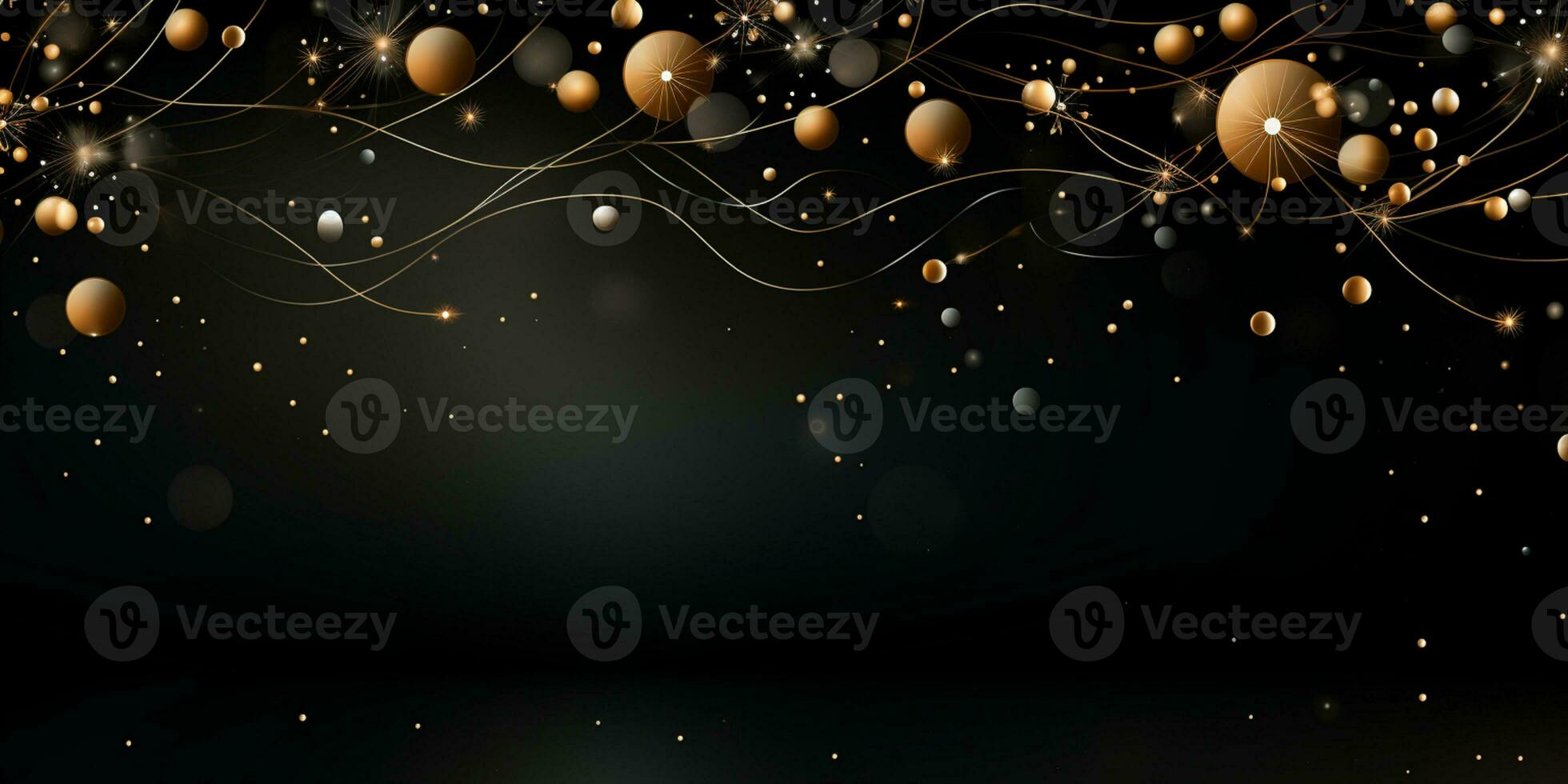 Abstract Shiny Luxury Frame, Black and Gold Color, Premium design, Party, invitation card, copy space for text, word, AI Generative photo