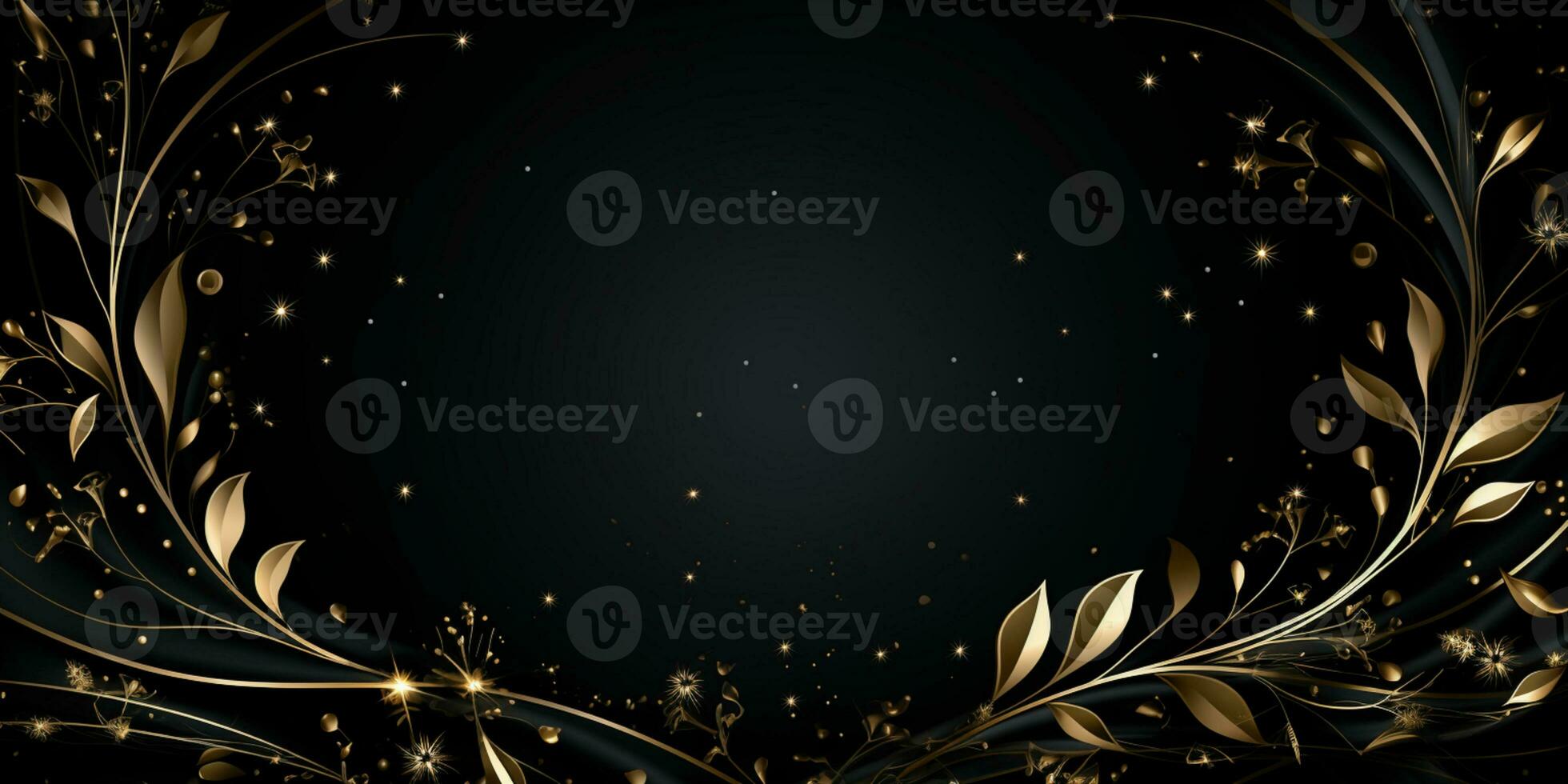 Abstract Shiny Luxury Frame, Black and Gold Color, Premium design, Party, invitation card, copy space for text, word, AI Generative photo