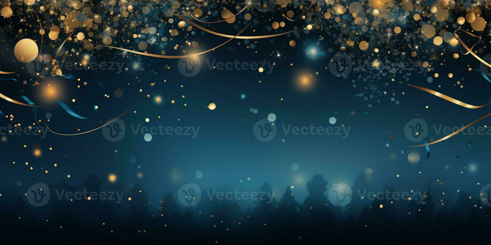 Abstract Shiny Luxury Frame, Blue and Gold Color, Premium gift design, Party, invitation card, copy space for text, word, AI Generative photo