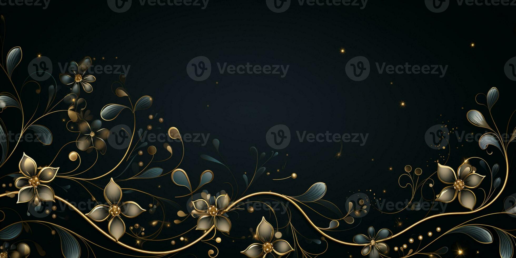 Abstract Shiny Luxury Frame, Black and Gold Color, Premium design, Party, invitation card, copy space for text, word, AI Generative photo