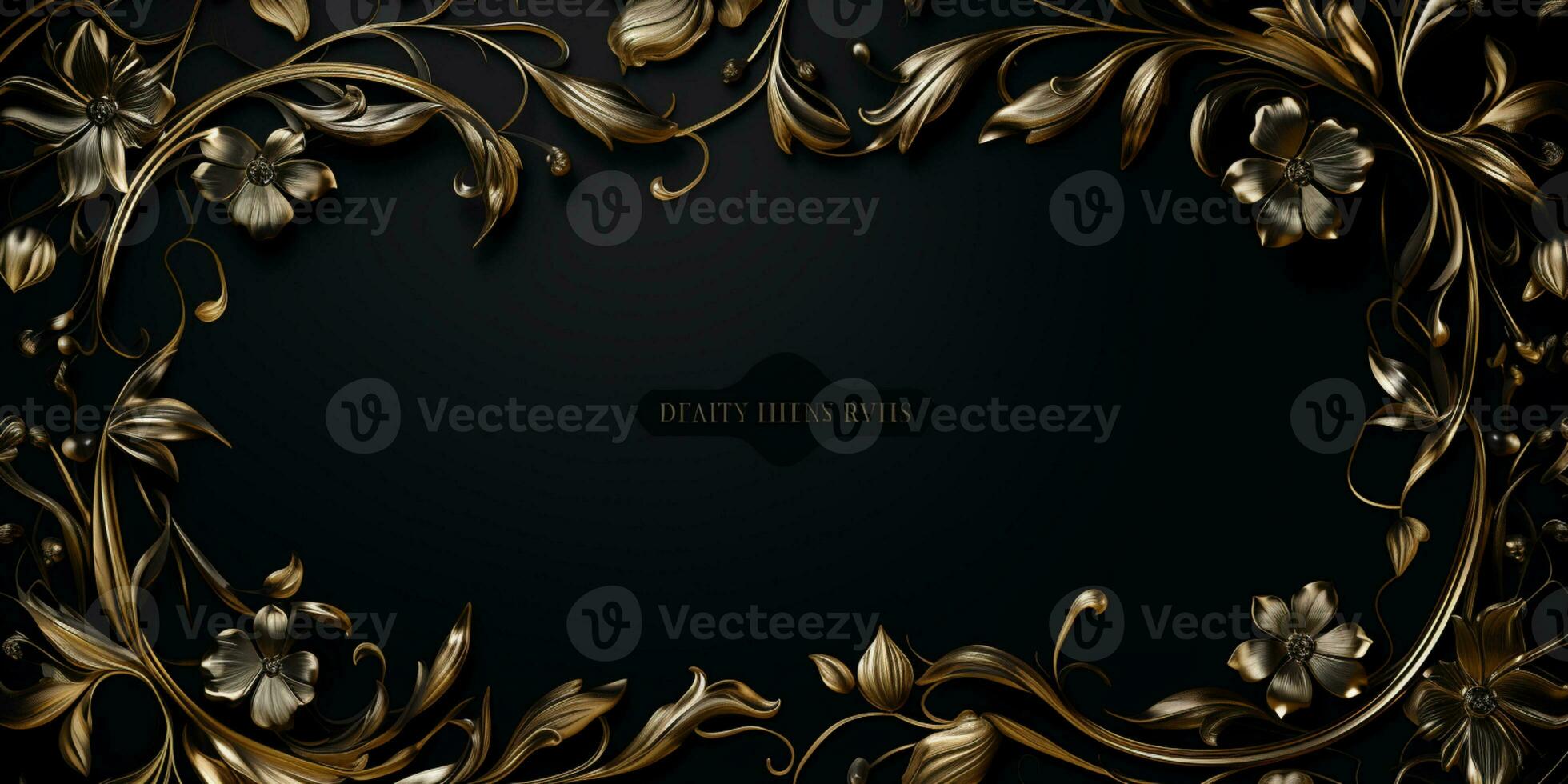 Abstract Shiny Luxury Frame, Black and Gold Color, Premium design, Party, invitation card, copy space for text, word, AI Generative photo