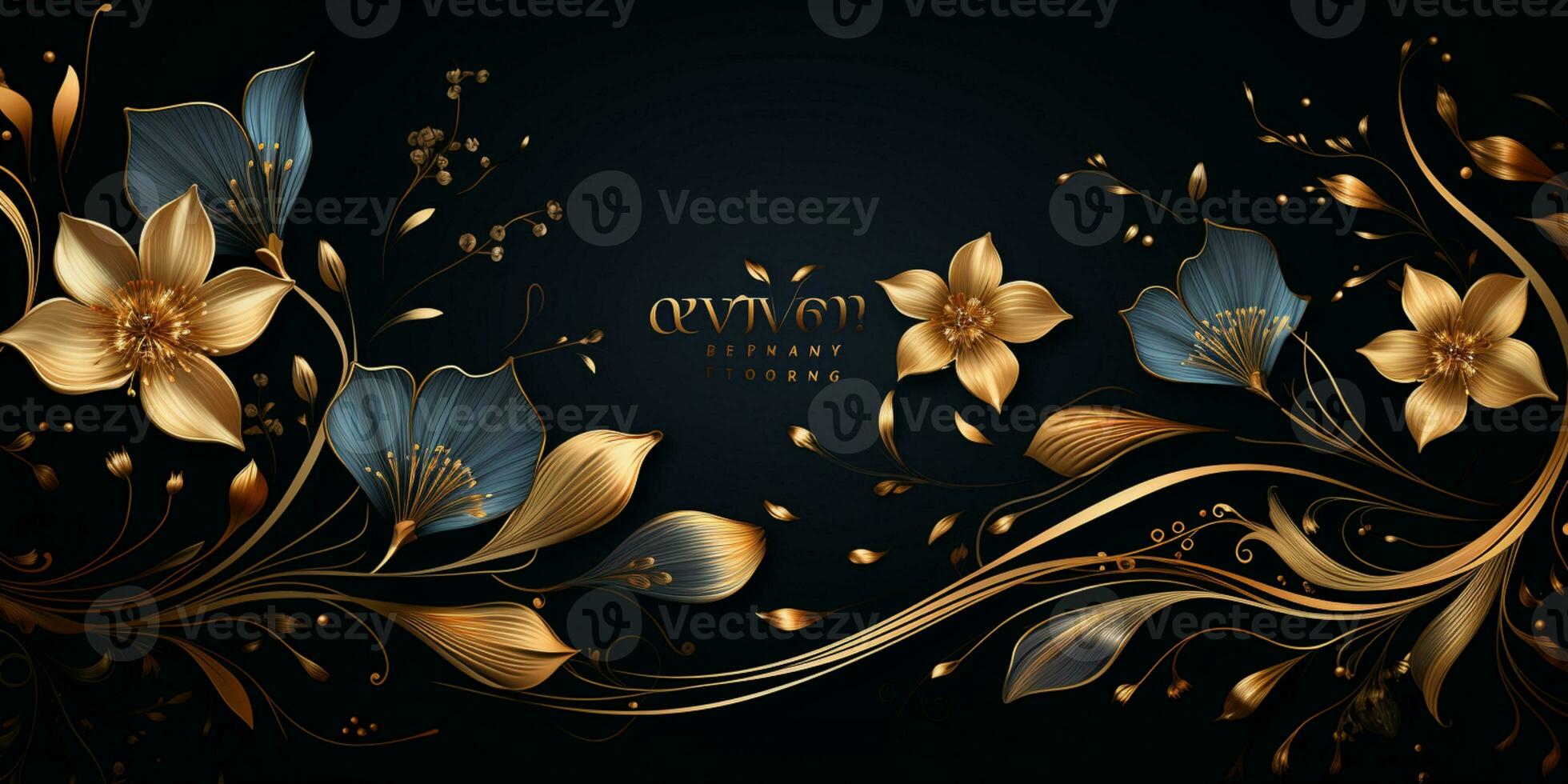 Abstract Shiny Luxury Frame, Black and Gold Color, Premium design, Party, invitation card, copy space for text, word, AI Generative photo