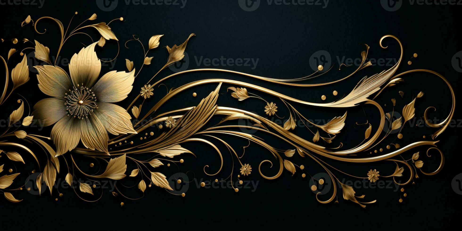 Abstract Shiny Luxury Frame, Black and Gold Color, Premium design, Party, invitation card, copy space for text, word, AI Generative photo