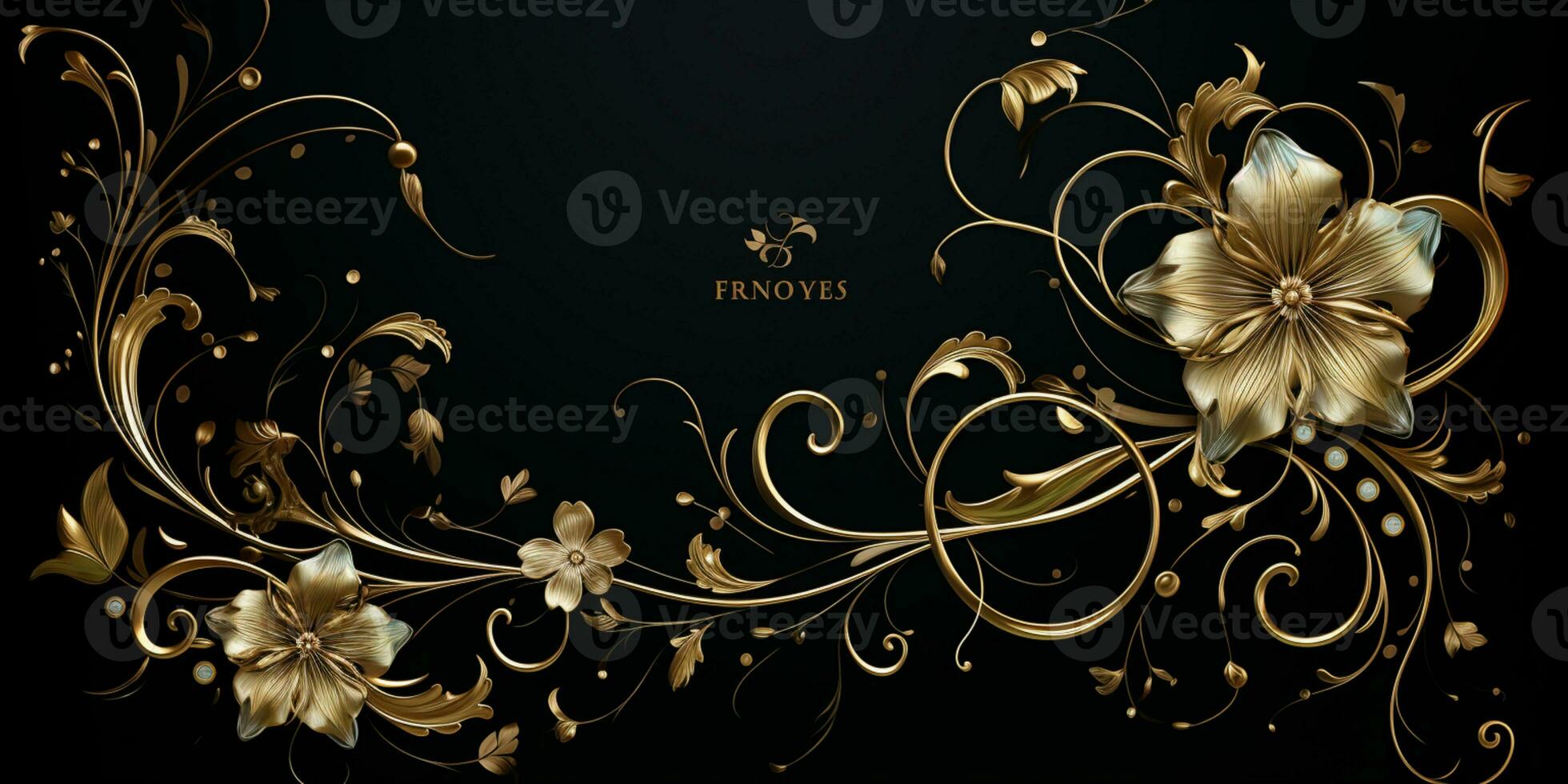 Abstract Shiny Luxury Frame, Black and Gold Color, Premium design, Party, invitation card, copy space for text, word, AI Generative photo