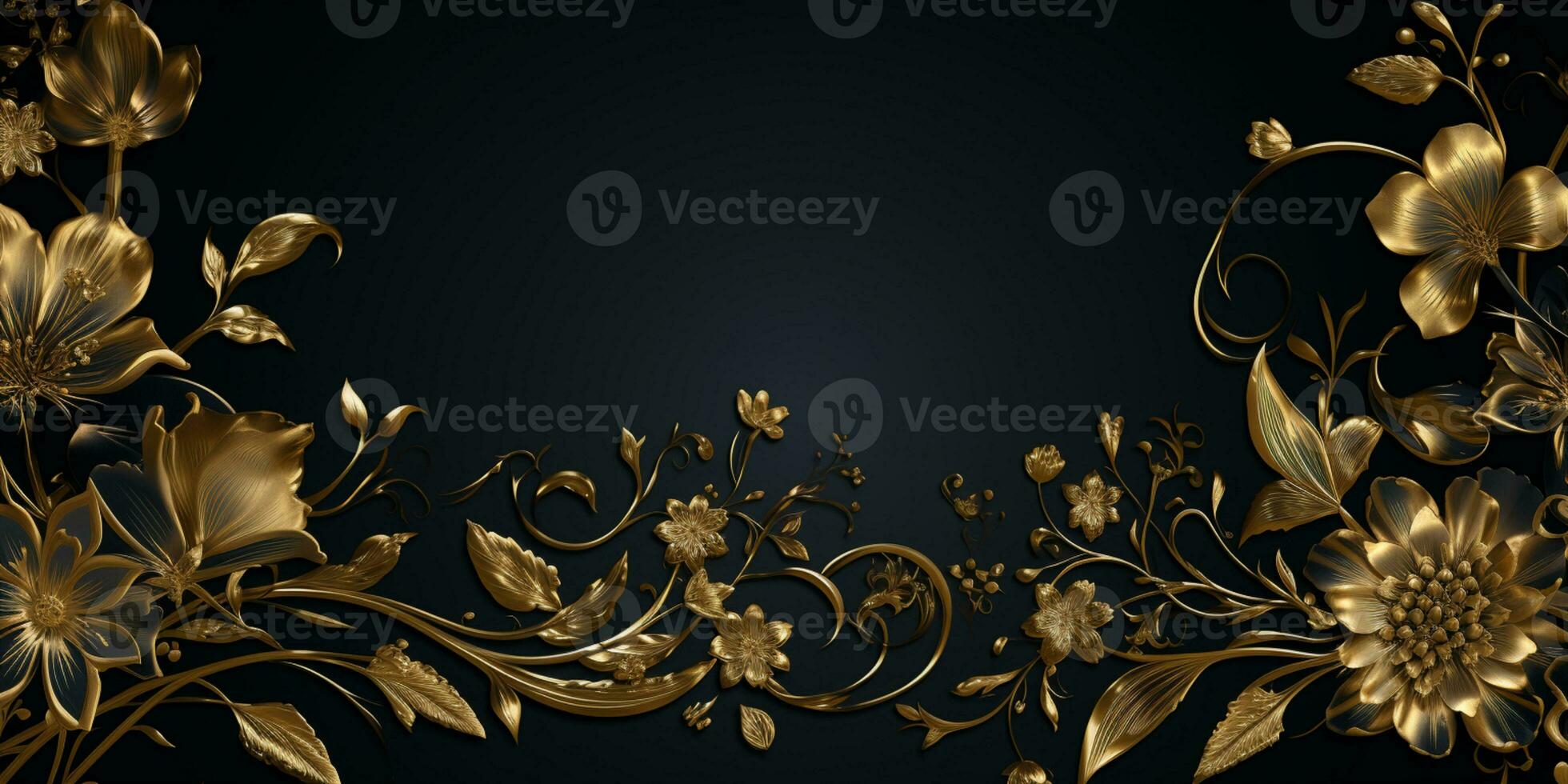 Abstract Shiny Luxury Frame, Black and Gold Color, Premium design, Party, invitation card, copy space for text, word, AI Generative photo