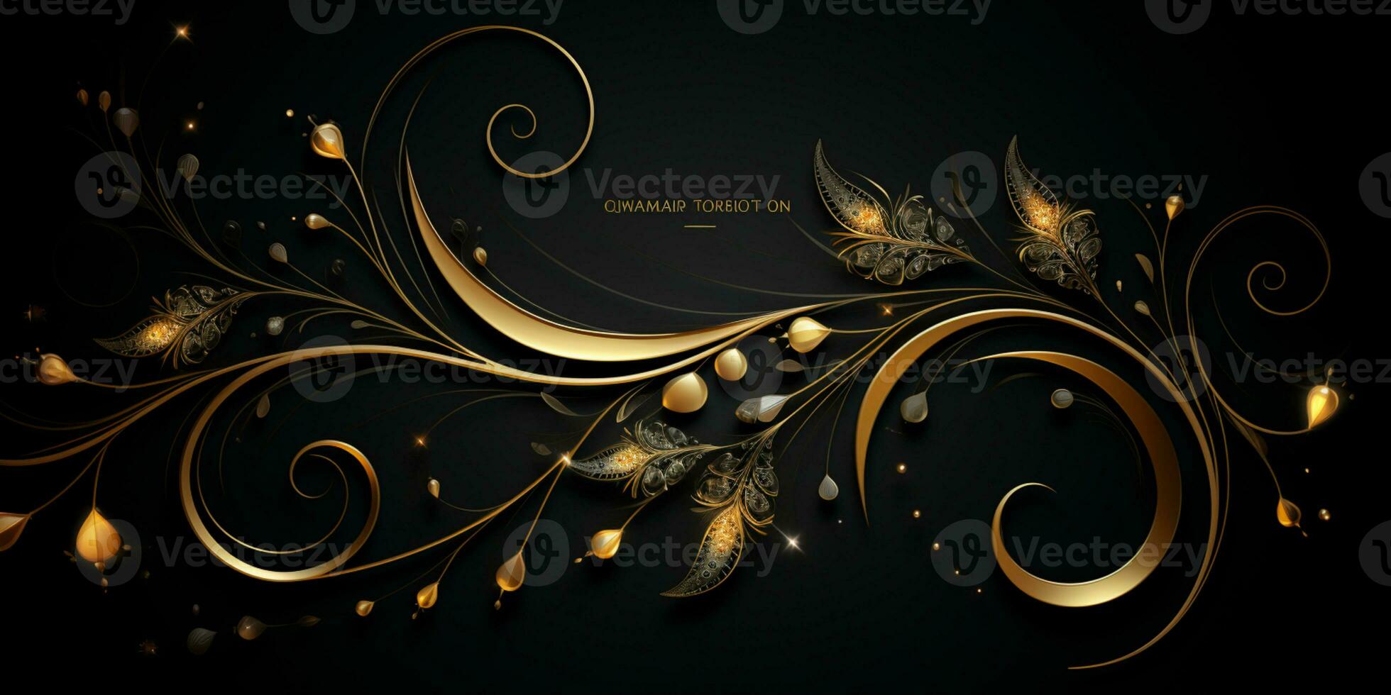 Abstract Shiny Luxury Frame, Black and Gold Color, Premium design, Party, invitation card, copy space for text, word, AI Generative photo