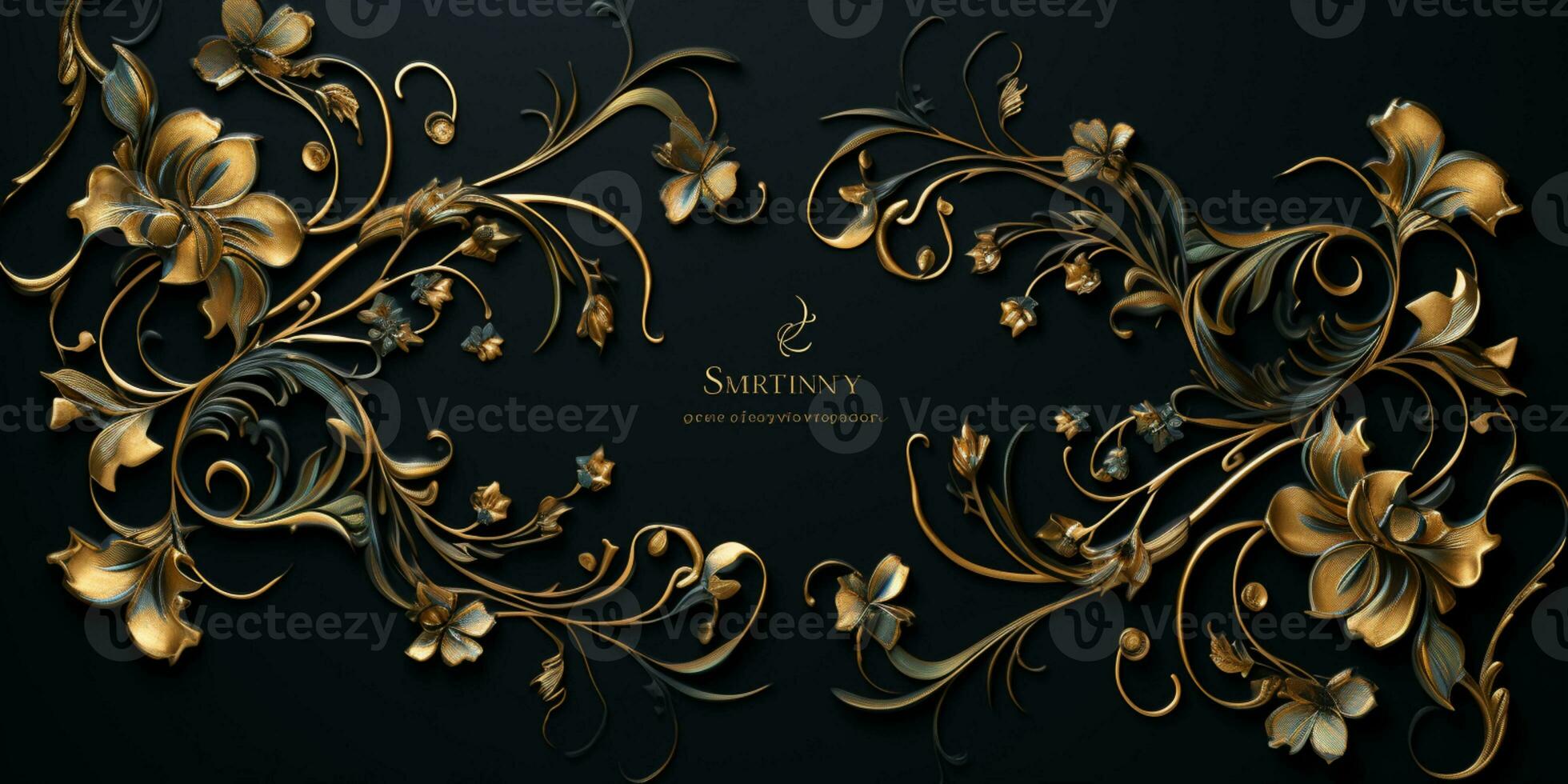 Abstract Shiny Luxury Frame, Black and Gold Color, Premium design, Party, invitation card, copy space for text, word, AI Generative photo