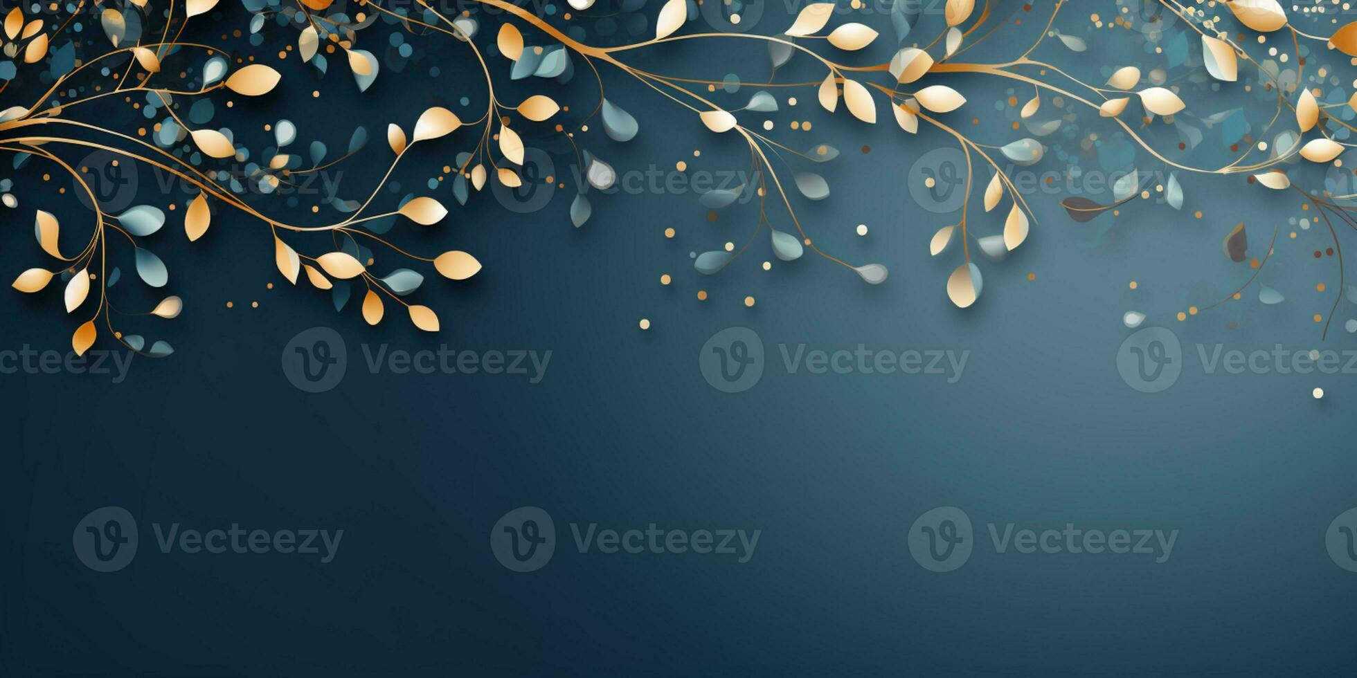 Abstract Shiny Luxury Frame, Blue and Gold Color, Premium gift design, Party, invitation card, copy space for text, word, AI Generative photo