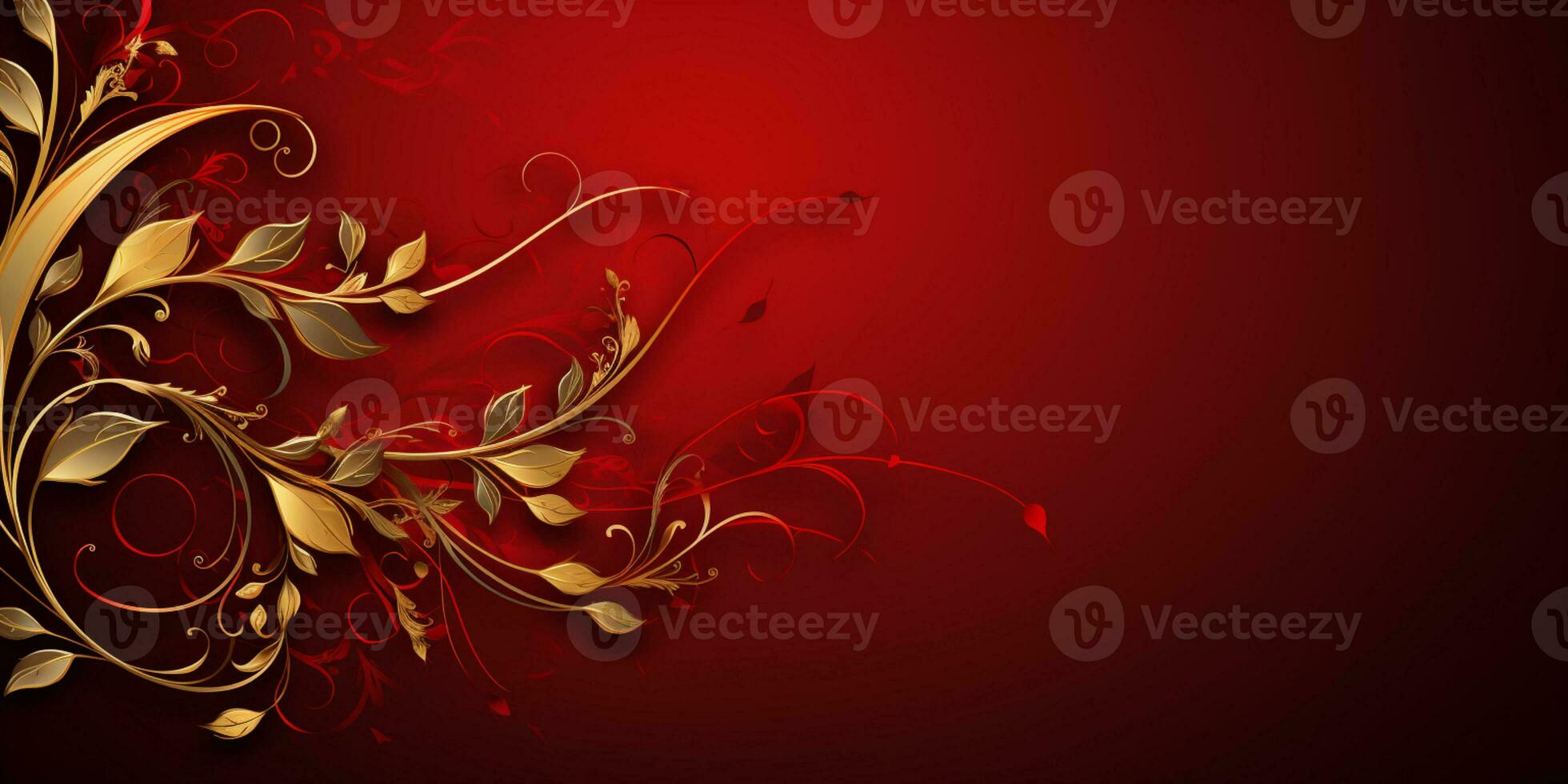 Abstract Shiny Luxury Frame, Red and Gold Color, Premium gift design, Party, invitation card, copy space for text, word, AI Generative photo