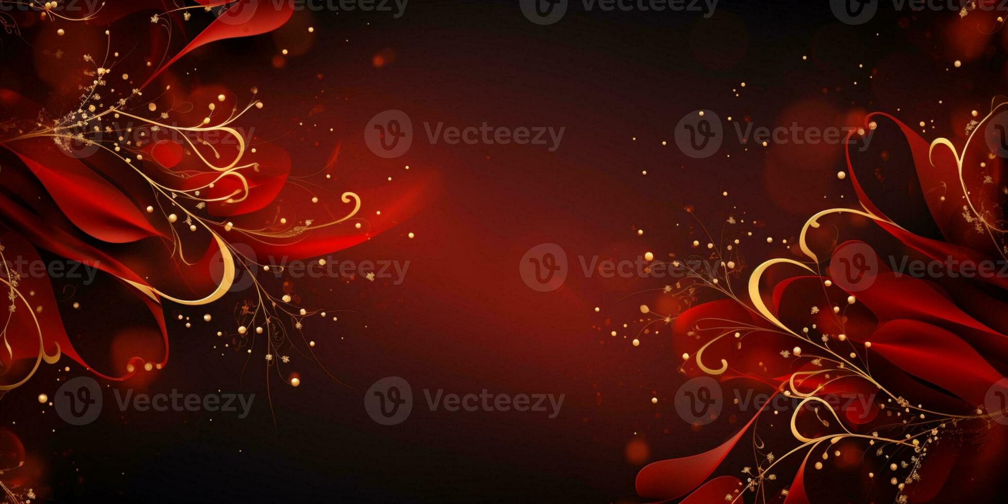 Abstract Shiny Luxury Frame, Red and Gold Color, Premium gift design, Party, invitation card, copy space for text, word, AI Generative photo