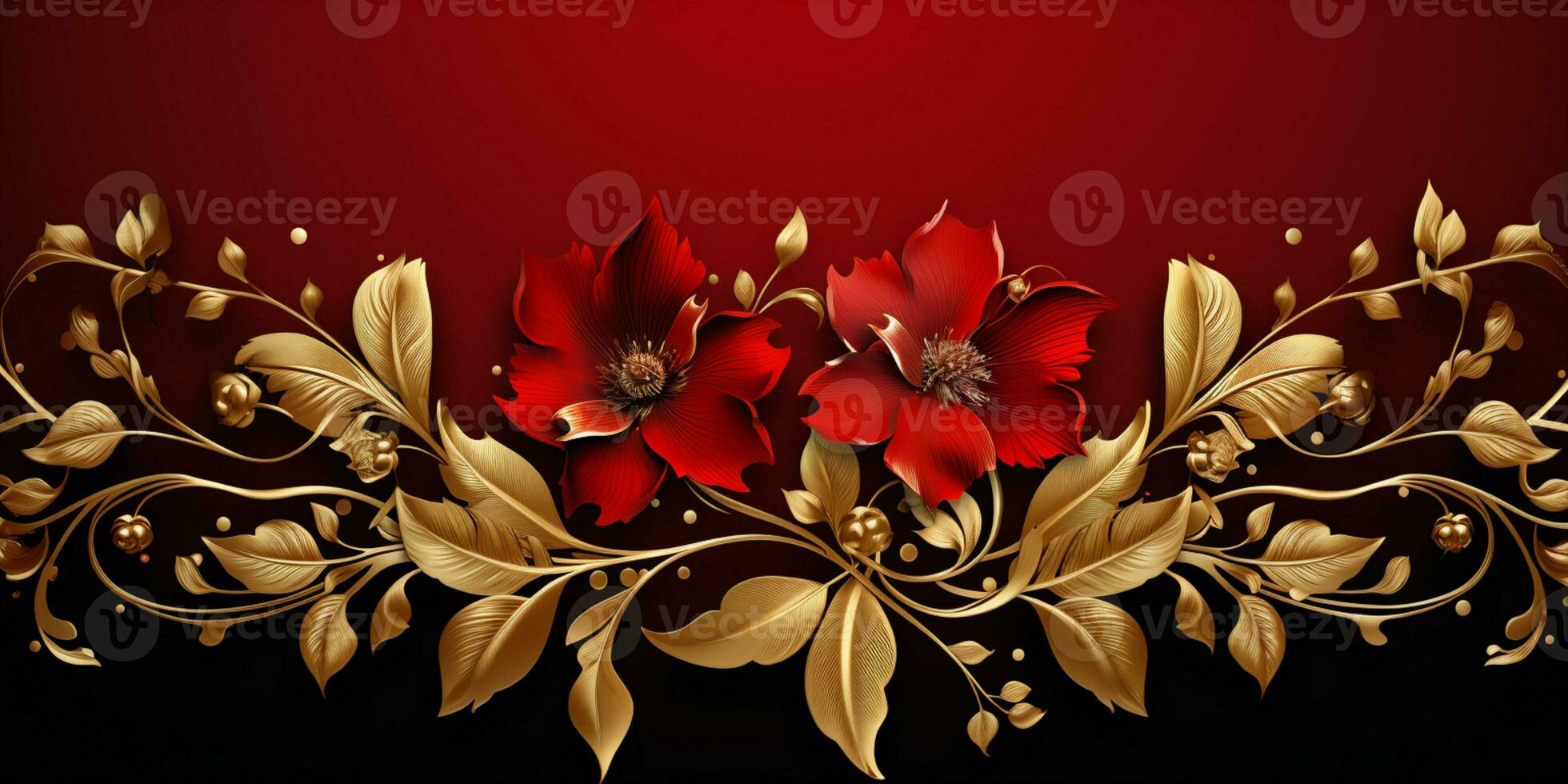 Abstract Shiny Luxury Frame, Red and Gold Color, Premium gift design, Party, invitation card, copy space for text, word, AI Generative photo