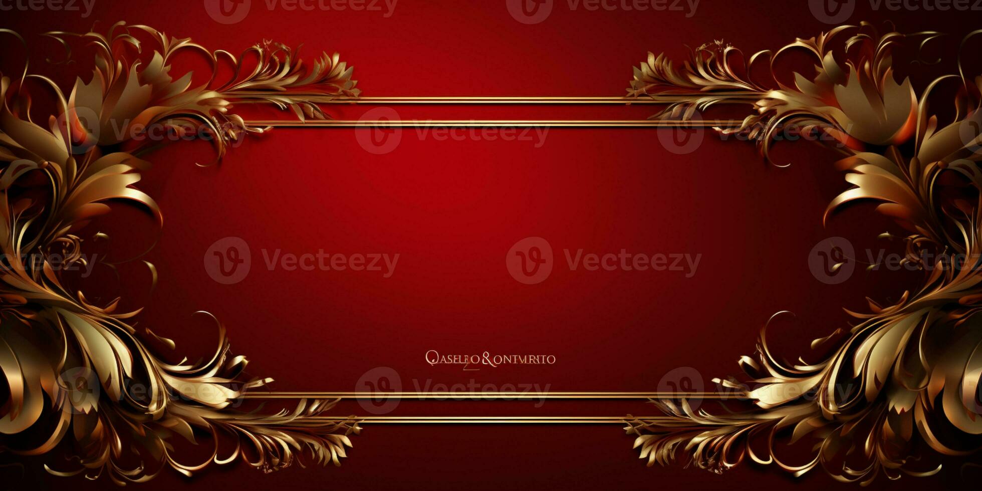 Abstract Shiny Luxury Frame, Red and Gold Color, Premium gift design, Party, invitation card, copy space for text, word, AI Generative photo