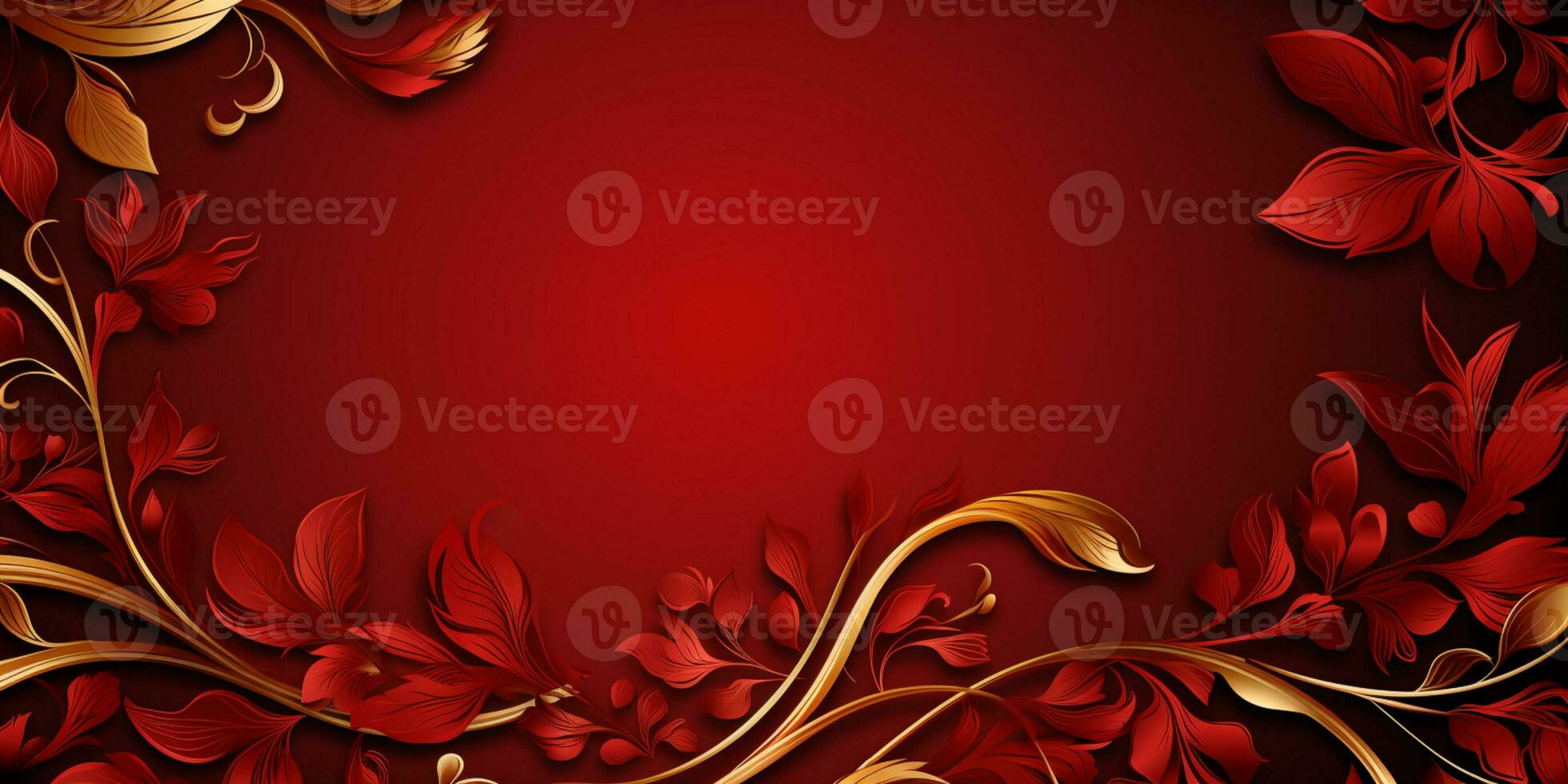 Abstract Shiny Luxury Frame, Red and Gold Color, Premium gift design, Party, invitation card, copy space for text, word, AI Generative photo