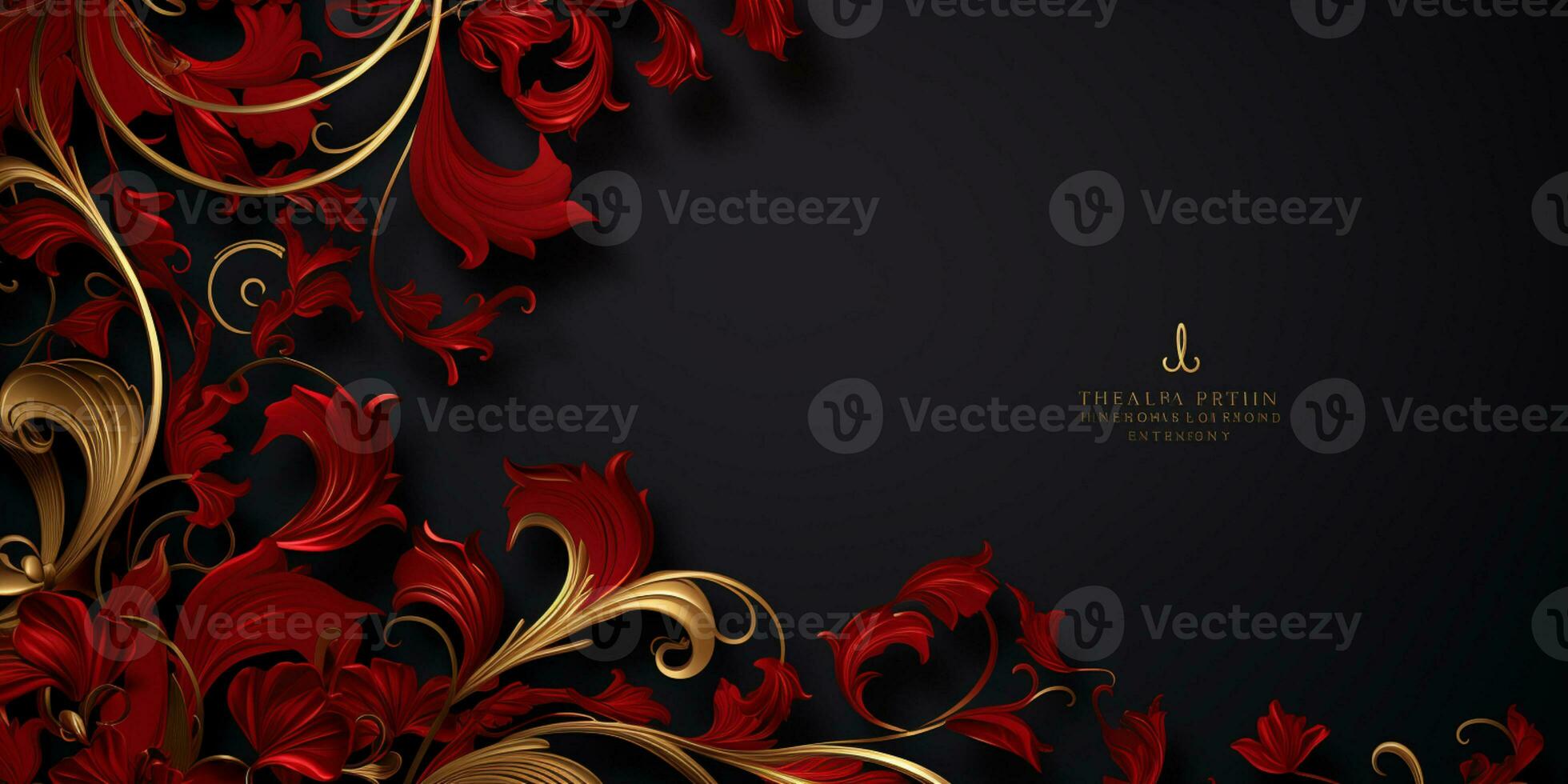 Abstract Shiny Luxury Frame, Red and Gold Color, Premium gift design, Party, invitation card, copy space for text, word, AI Generative photo