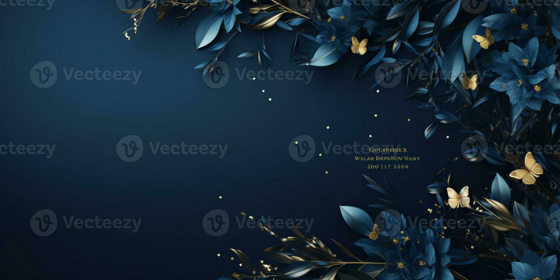 Abstract Shiny Luxury Frame, Midnight blue and Gold Color, Premium gift design, Party, invitation card, copy space for text, word, AI Generative photo