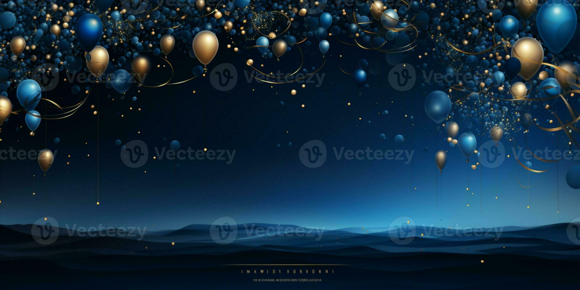 Abstract Shiny Luxury Frame, Midnight blue and Gold Color, Premium gift design, Party, invitation card, copy space for text, word, AI Generative photo