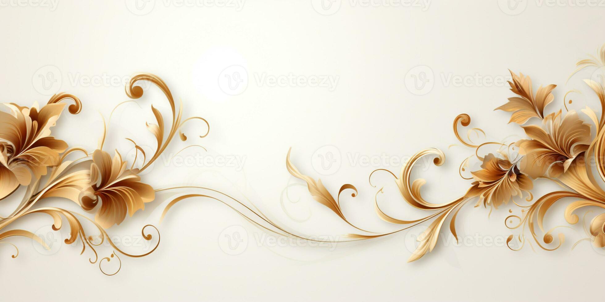 Abstract Shiny Luxury Frame, Gold Color on white background, Premium gift design, Party, invitation card, copy space for text, word, AI Generative photo