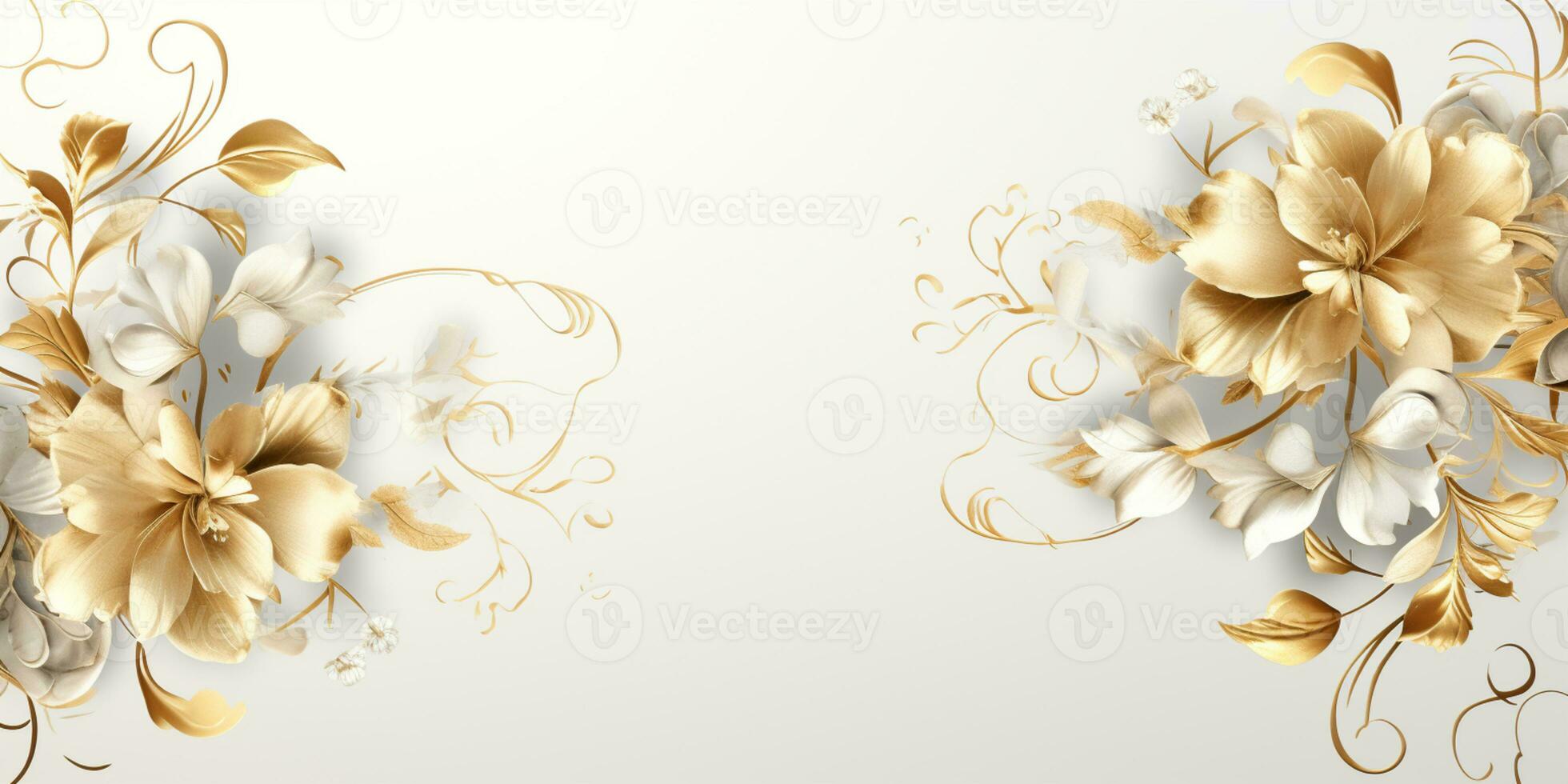 Abstract Shiny Luxury Frame, Gold Color on white background, Premium gift design, Party, invitation card, copy space for text, word, AI Generative photo