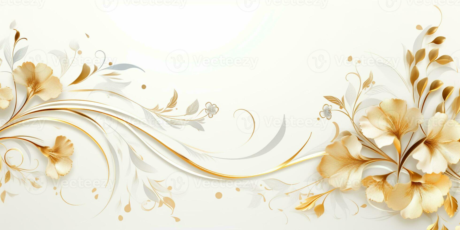 Abstract Shiny Luxury Frame, Gold Color on white background, Premium gift design, Party, invitation card, copy space for text, word, AI Generative photo