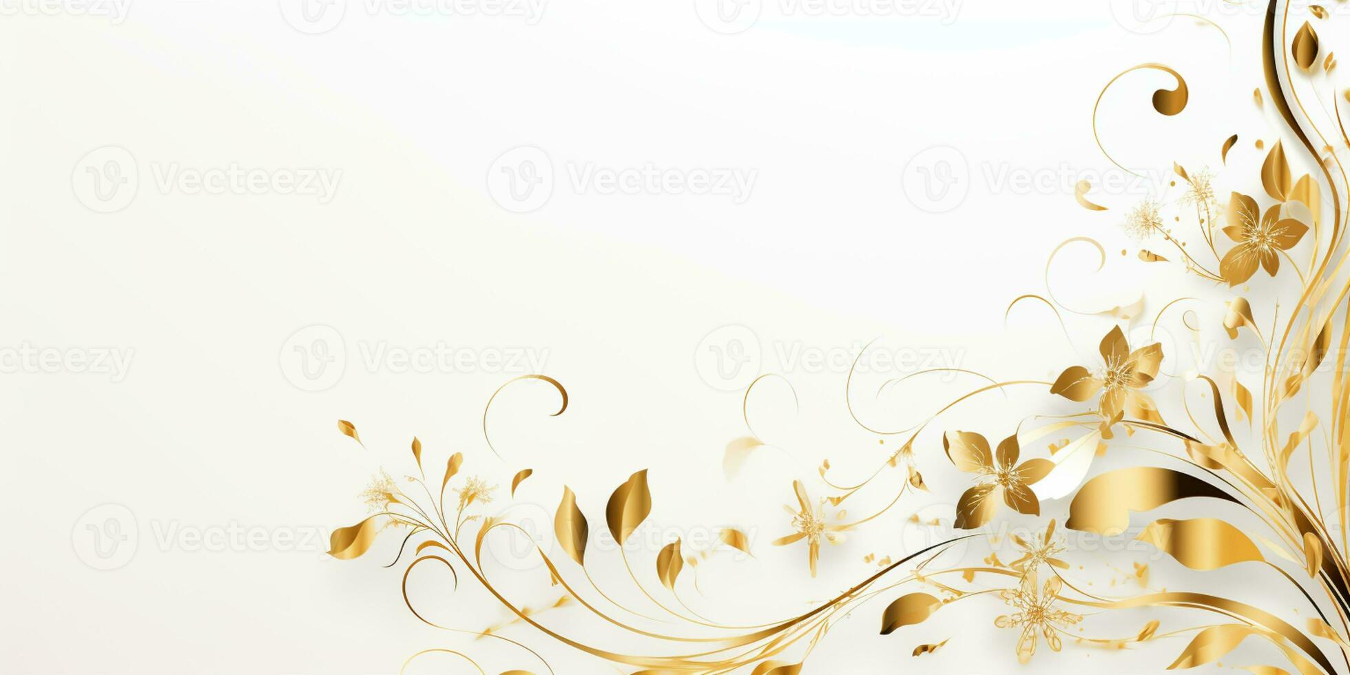 Abstract Shiny Luxury Frame, Gold Color on white background, Premium gift design, Party, invitation card, copy space for text, word, AI Generative photo