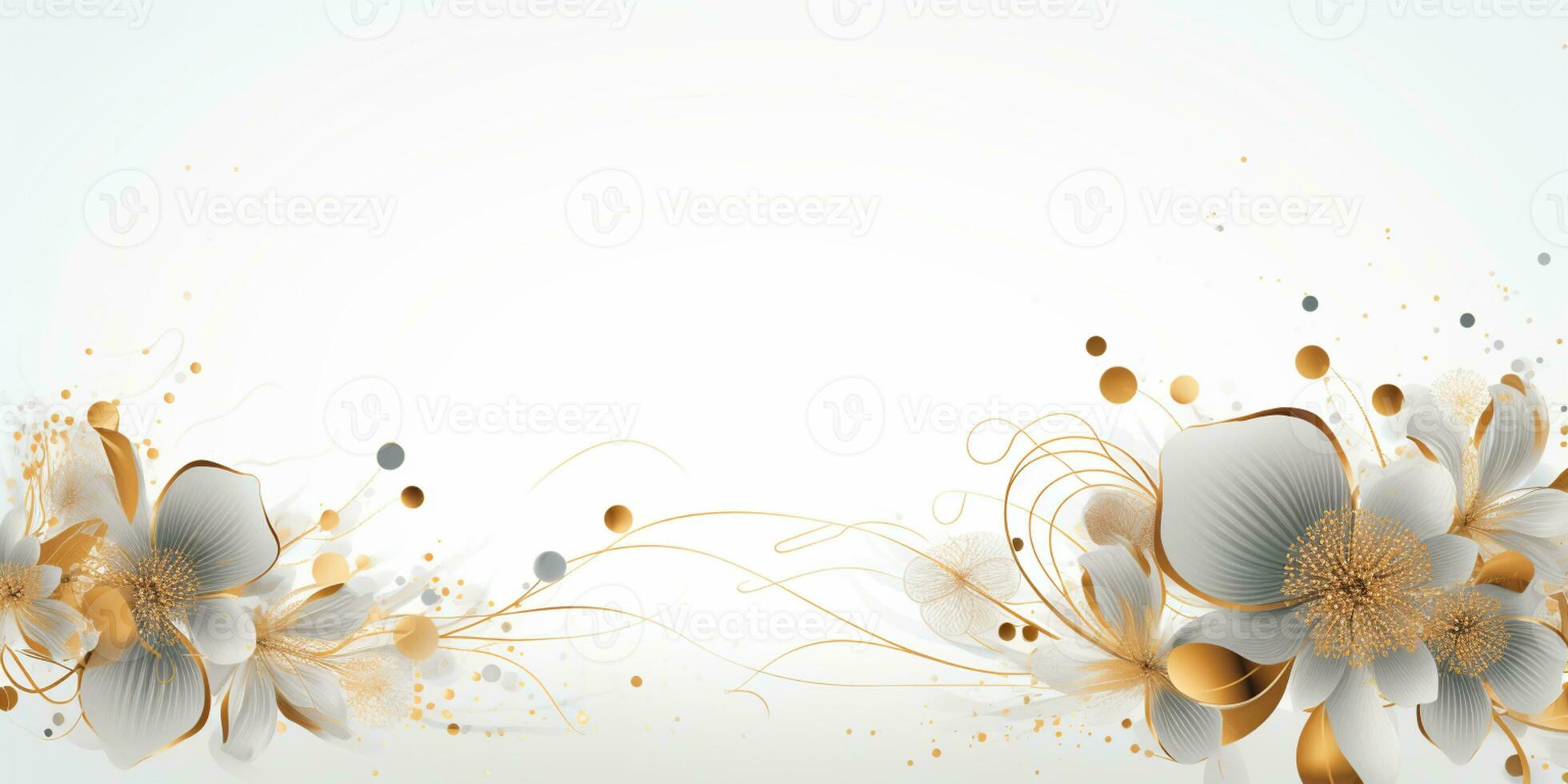 Abstract Shiny Luxury Frame, Gold Color on white background, Premium gift design, Party, invitation card, copy space for text, word, AI Generative photo