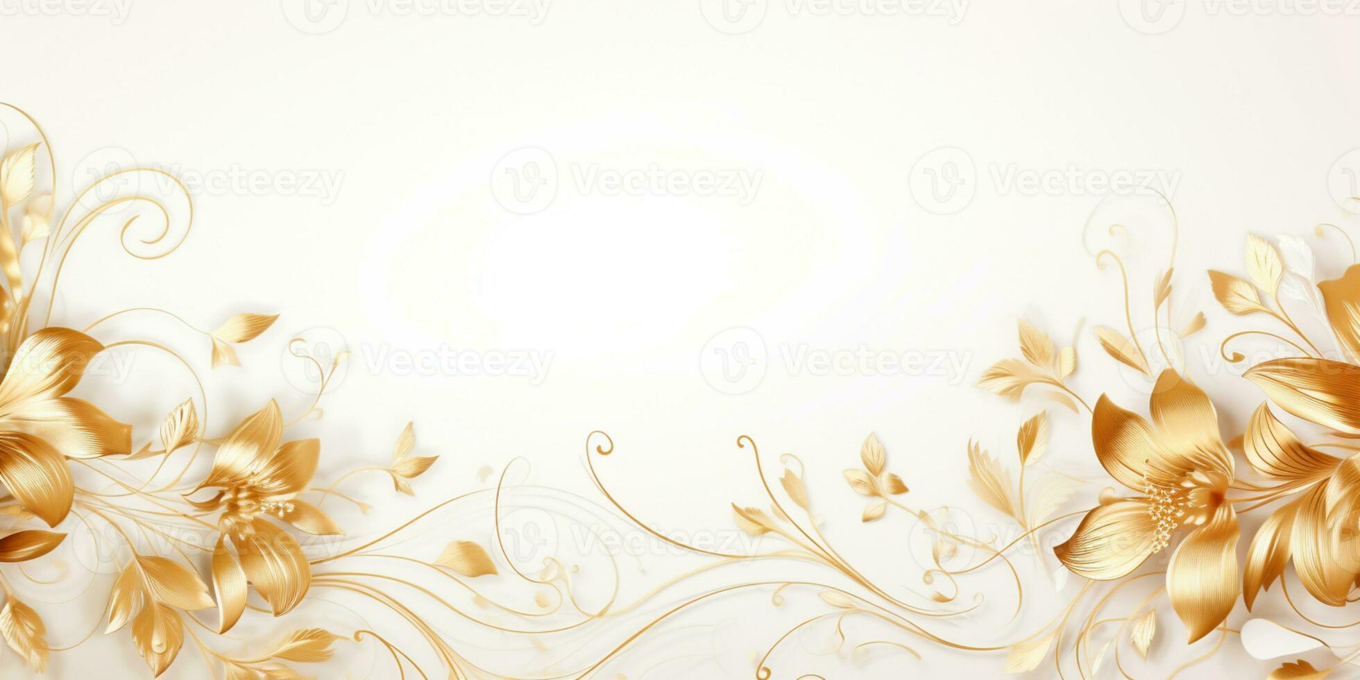 Abstract Shiny Luxury Frame, Gold Color on white background, Premium gift design, Party, invitation card, copy space for text, word, AI Generative photo