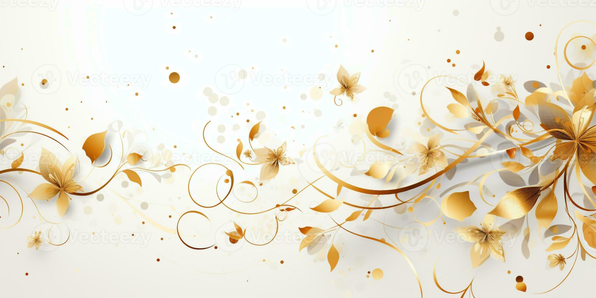 Abstract Shiny Luxury Frame, Gold Color on white background, Premium gift design, Party, invitation card, copy space for text, word, AI Generative photo